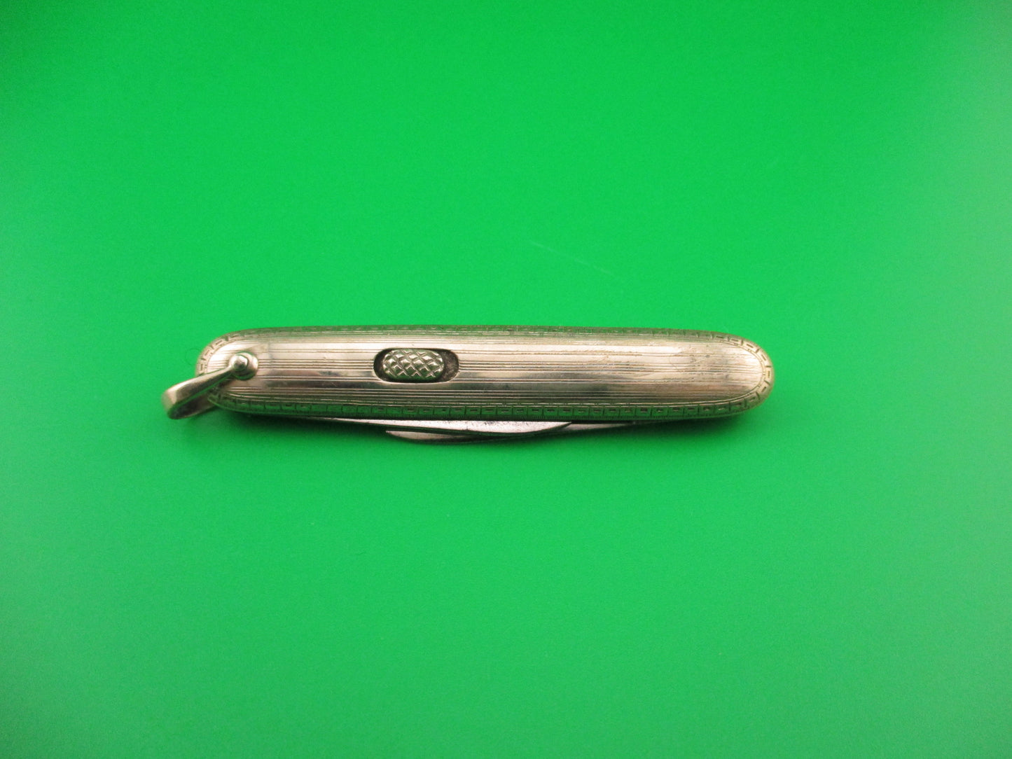 Flylock Small Double 14K White Gold Antique automatic knife with shackle