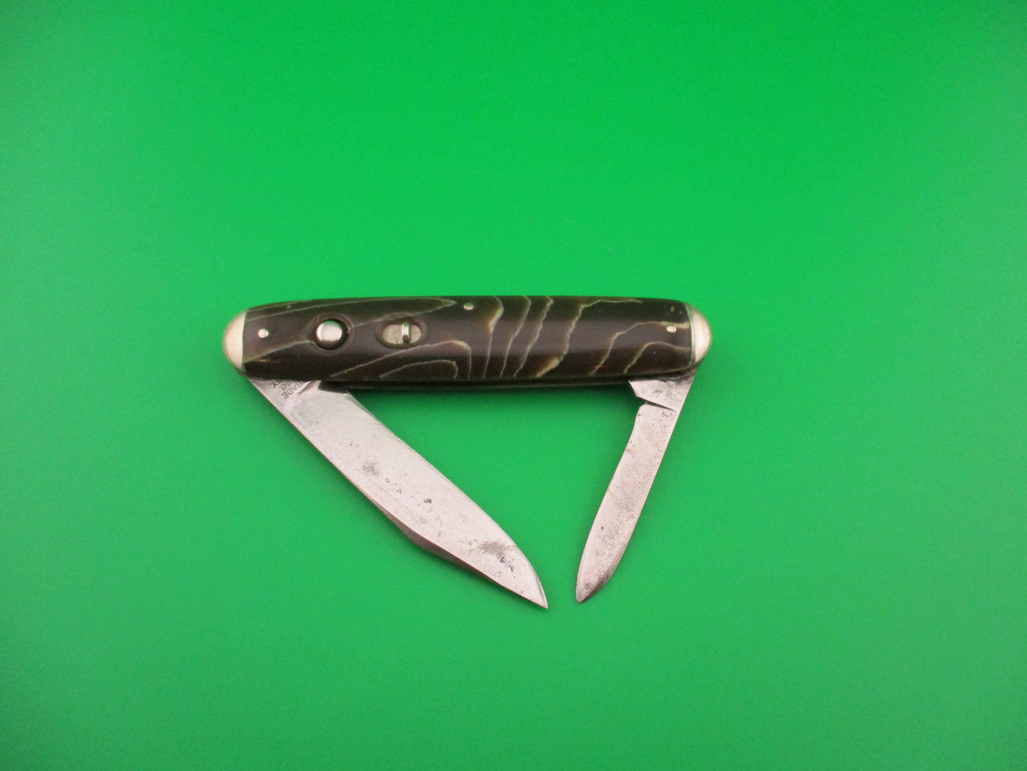 SCHRADE CUT CO Large 3 3/4" Double Coffee & Cream Tip bolster switchblade knife