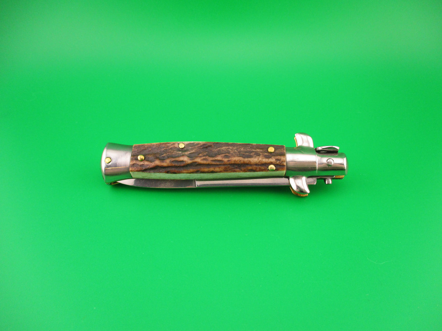 MANIAGO ITALY D.M. Dolphin 18cm Italian Picklock Stag Stiletto automatic knife