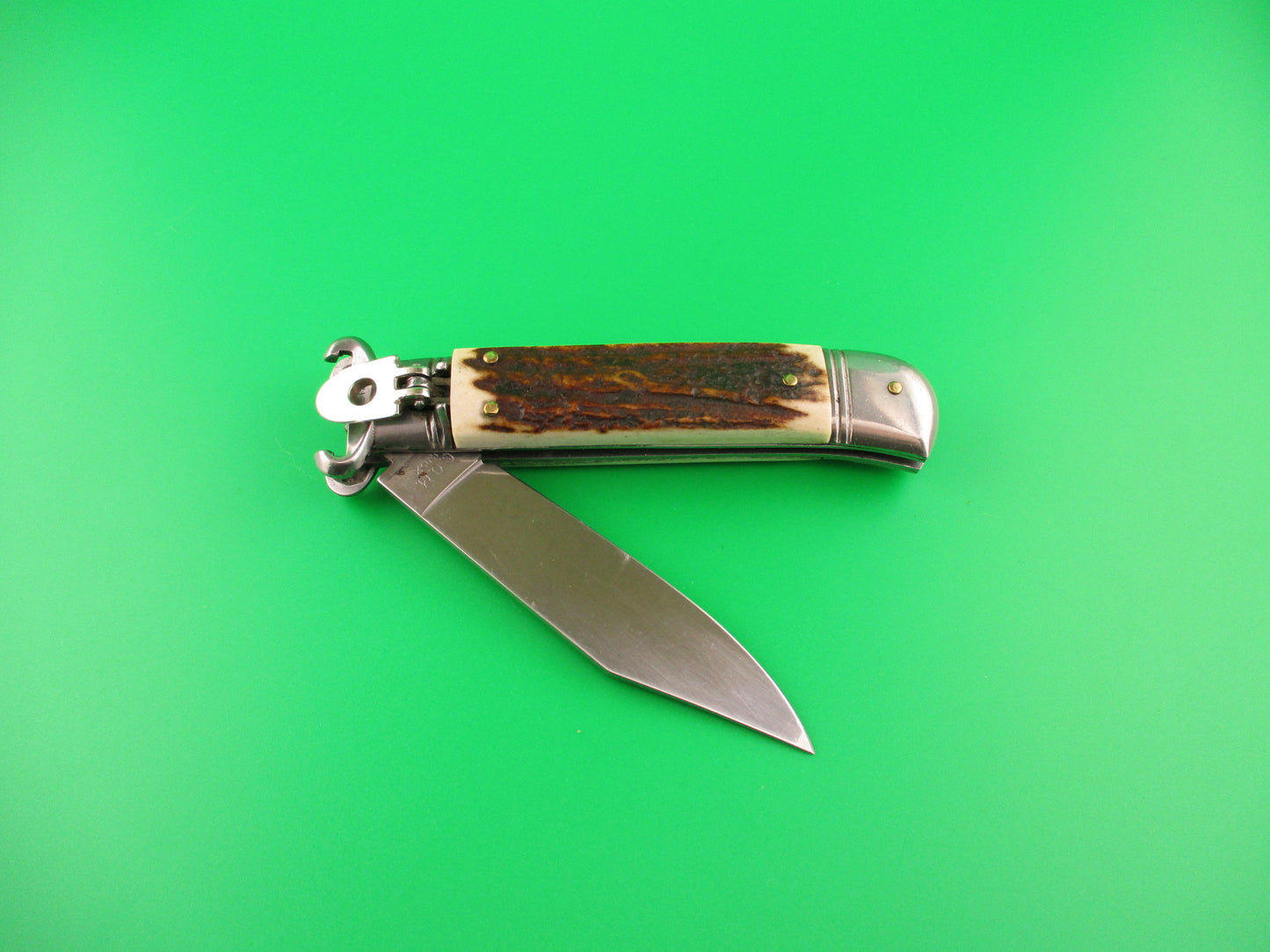 G.O.M. INOX 20cm Italian Shell Puller Stag Lever Johnny Cade style automatic knife