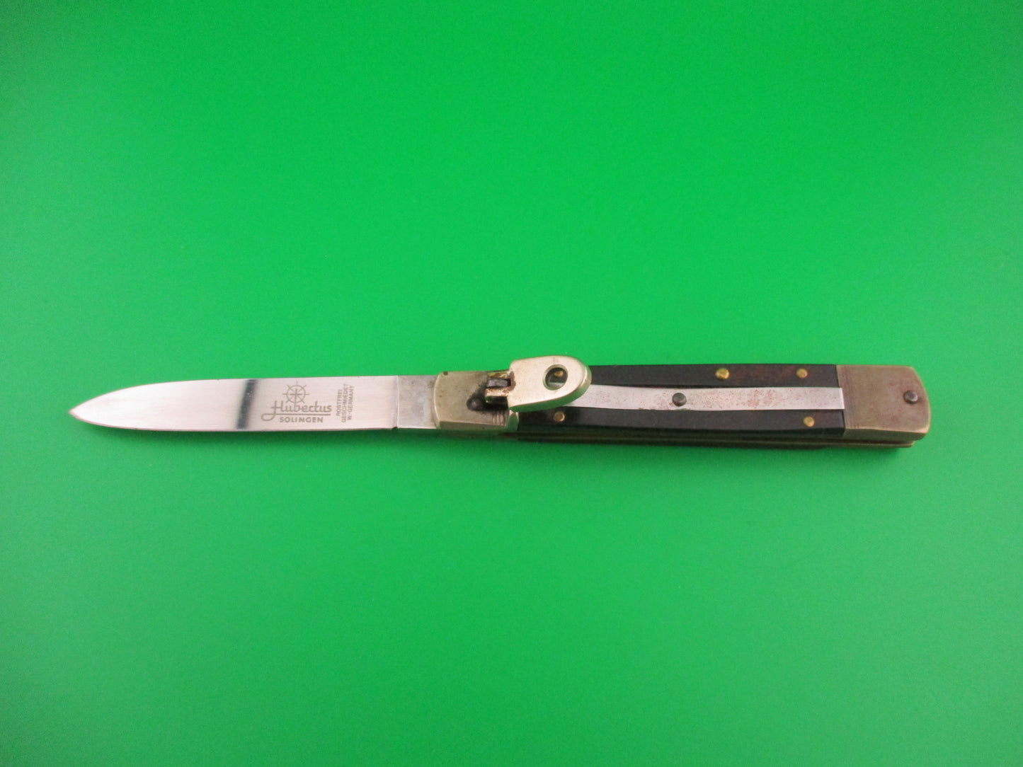 Hubertus SOLINGEN 11cm German Slimline Ebony FRANZ KETTNER Lever automatic knife