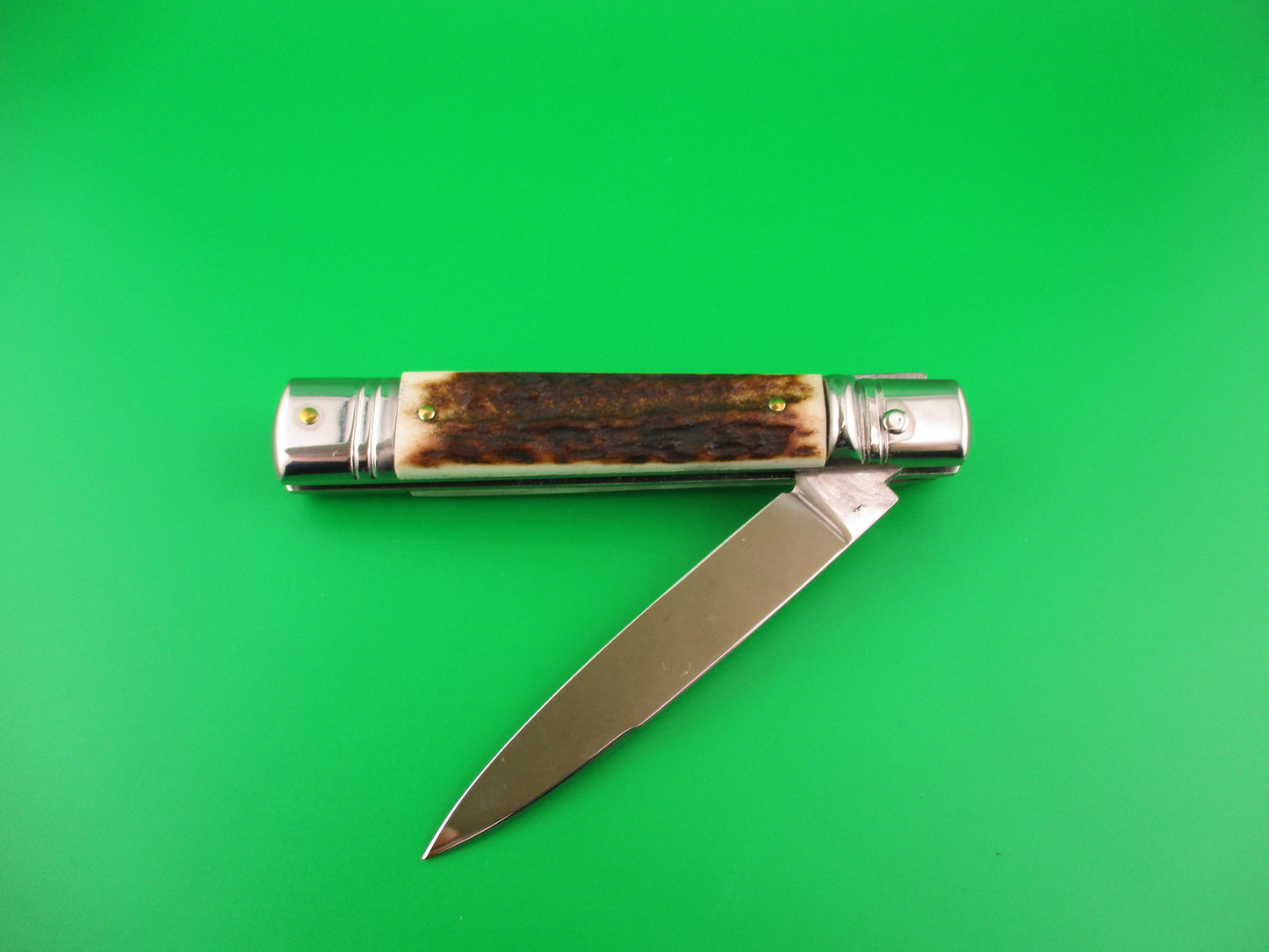 z AKC ITALY 20cm Italian Slimline Lever Stag automatic knife