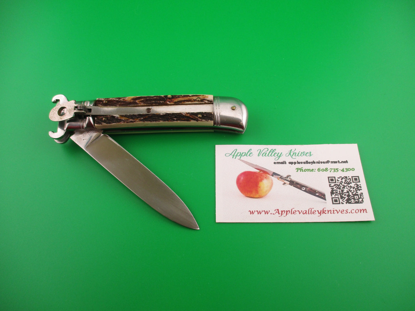 VIRGINIA INOX 20cm Italian Leverlock Shell puller Faux Stag Vintage automatic knife