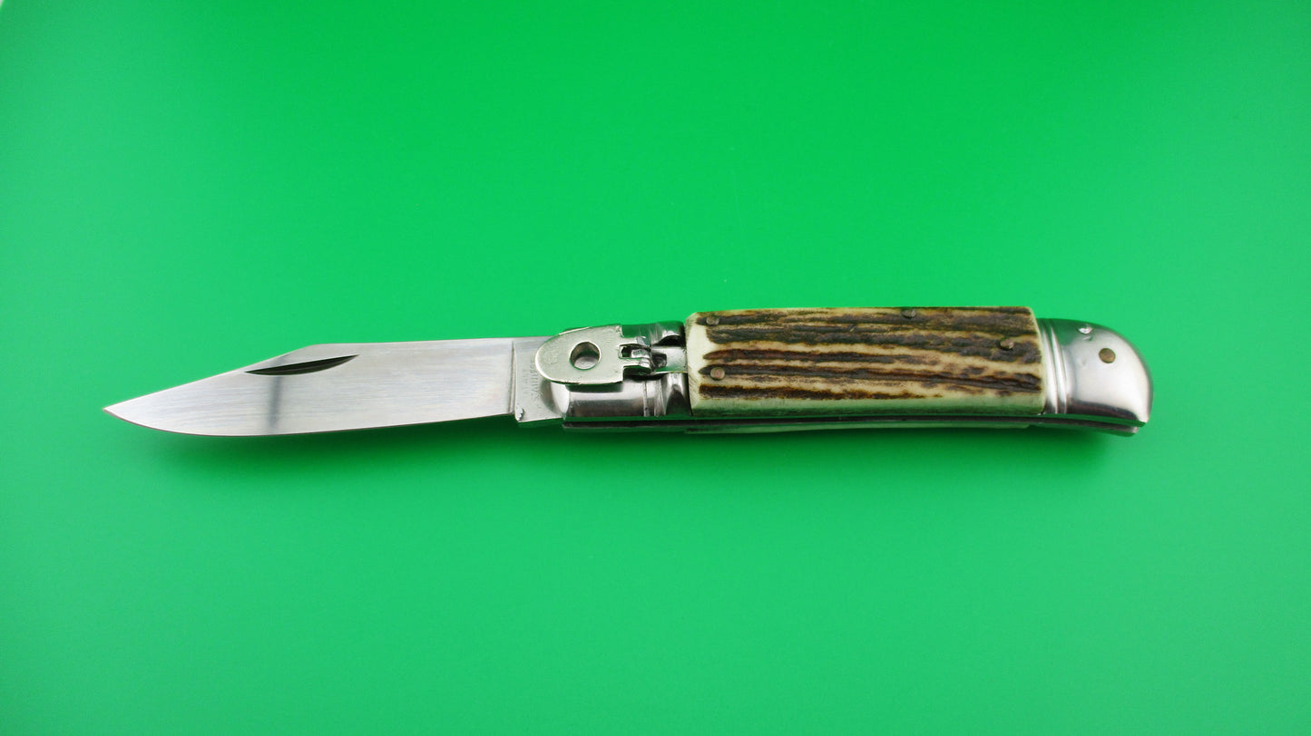 z ITALY STAINLESS 20cm Italian Stag Lever automatic knife