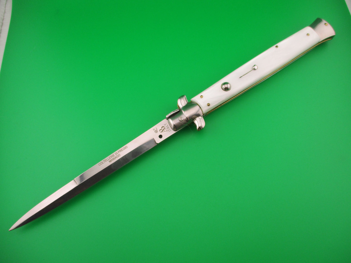 AB ITALY COLTELLERIE DI PREGIO MANIAGO 33cm Italian Swivel bolster Pearlex switchblade