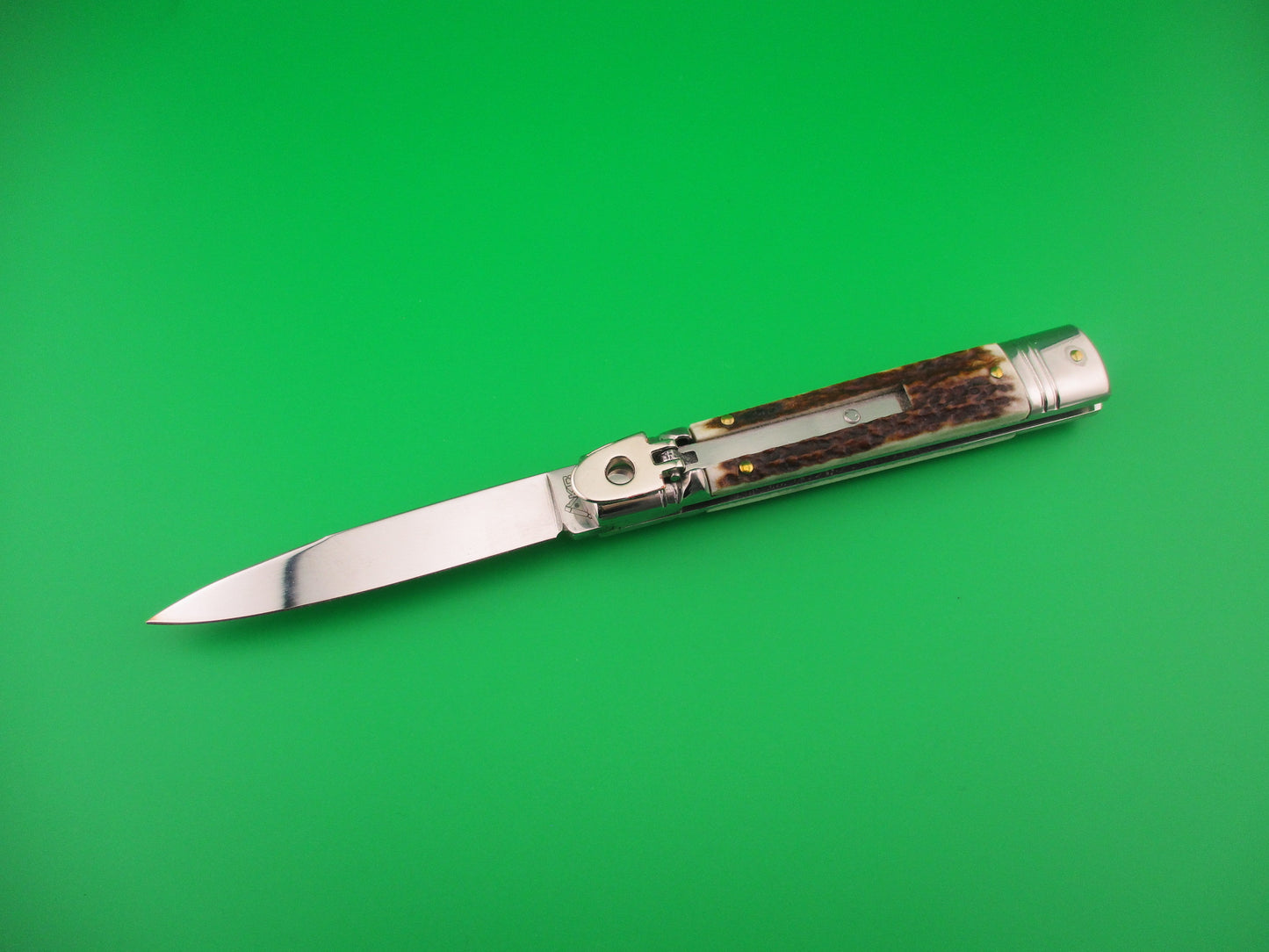 z AKC ITALY 20cm Italian Slimline Lever Stag automatic knife