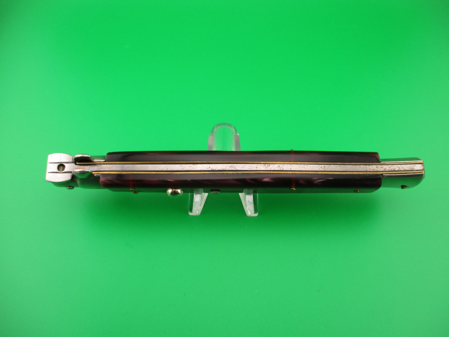 AKC MADE IN ITALY 33cm Italian Swivel Bolster Purple Acrylic automatic knife