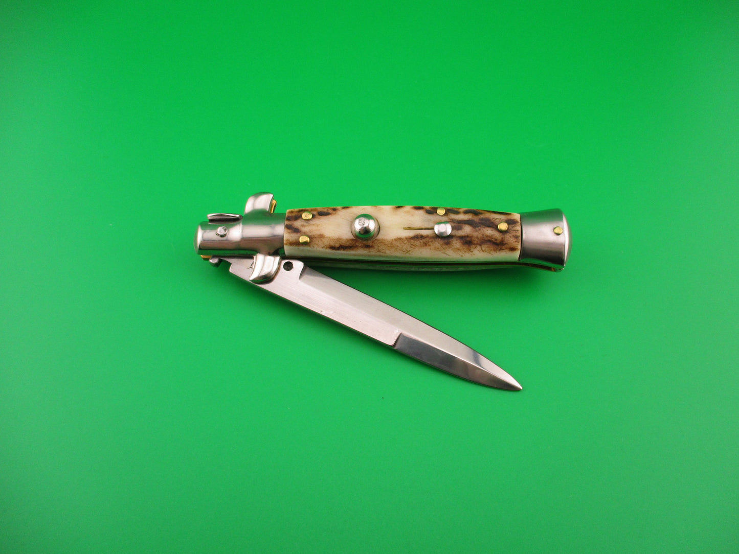MANIAGO ITALY D.M. Dolphin 18cm Italian Picklock Stag Stiletto automatic knife