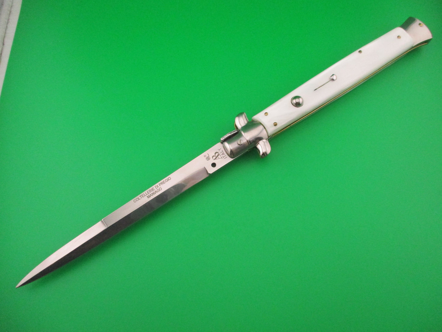 AB ITALY COLTELLERIE DI PREGIO MANIAGO 33cm Italian Swivel bolster Pearlex switchblade