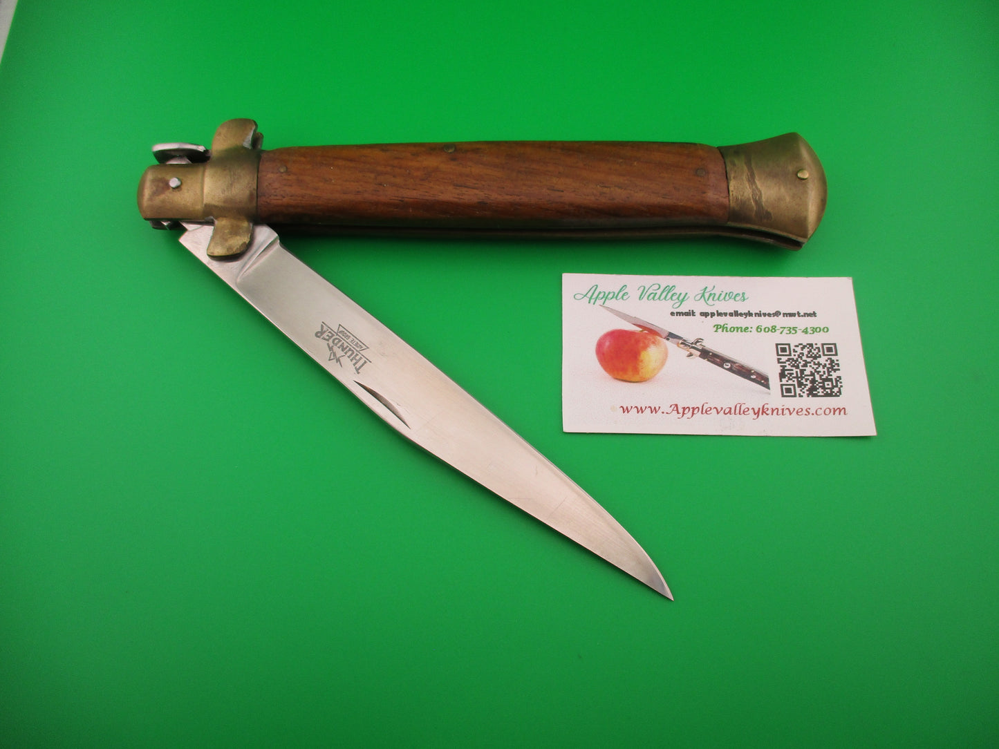 THUNDER ARIETE GROUP STAINLESS 38cm Italian Clip Wood Brass manual lockback folding knife