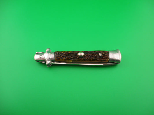 PAT 220374 INOX 21cm Spanish Faux Stag smaller Stiletto Switchblade knife