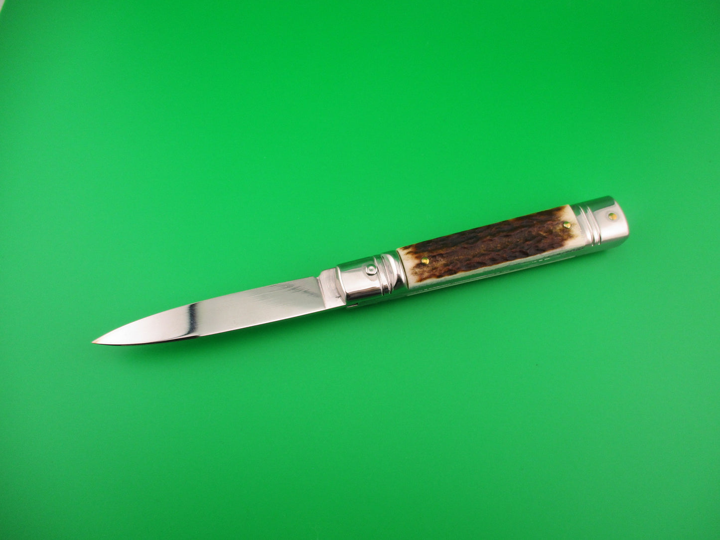 z AKC ITALY 20cm Italian Slimline Lever Stag automatic knife