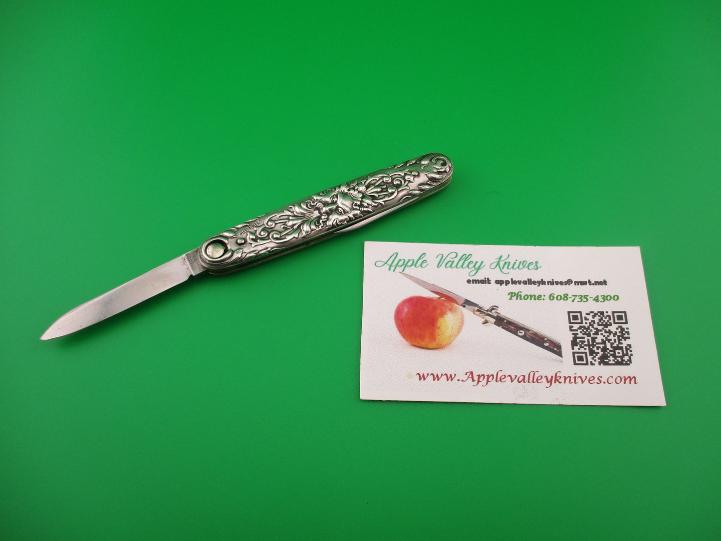 z Press Button Knife Co Medium Sterling Silver SATYR Antique automatic knife