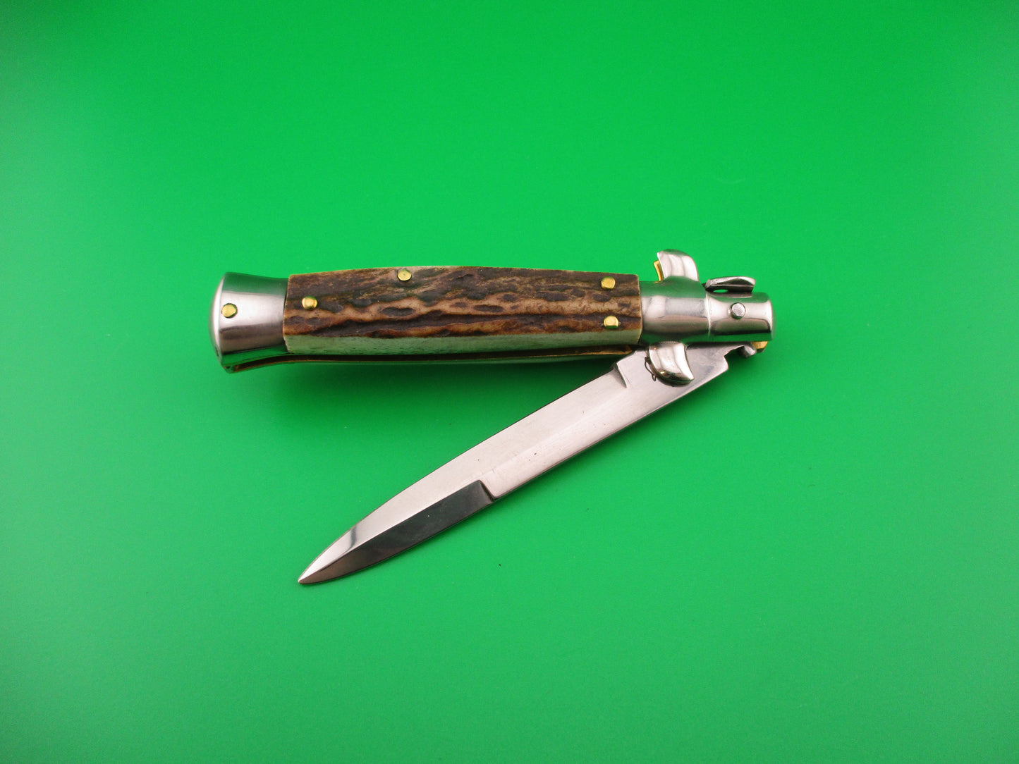 MANIAGO ITALY D.M. Dolphin 18cm Italian Picklock Stag Stiletto automatic knife