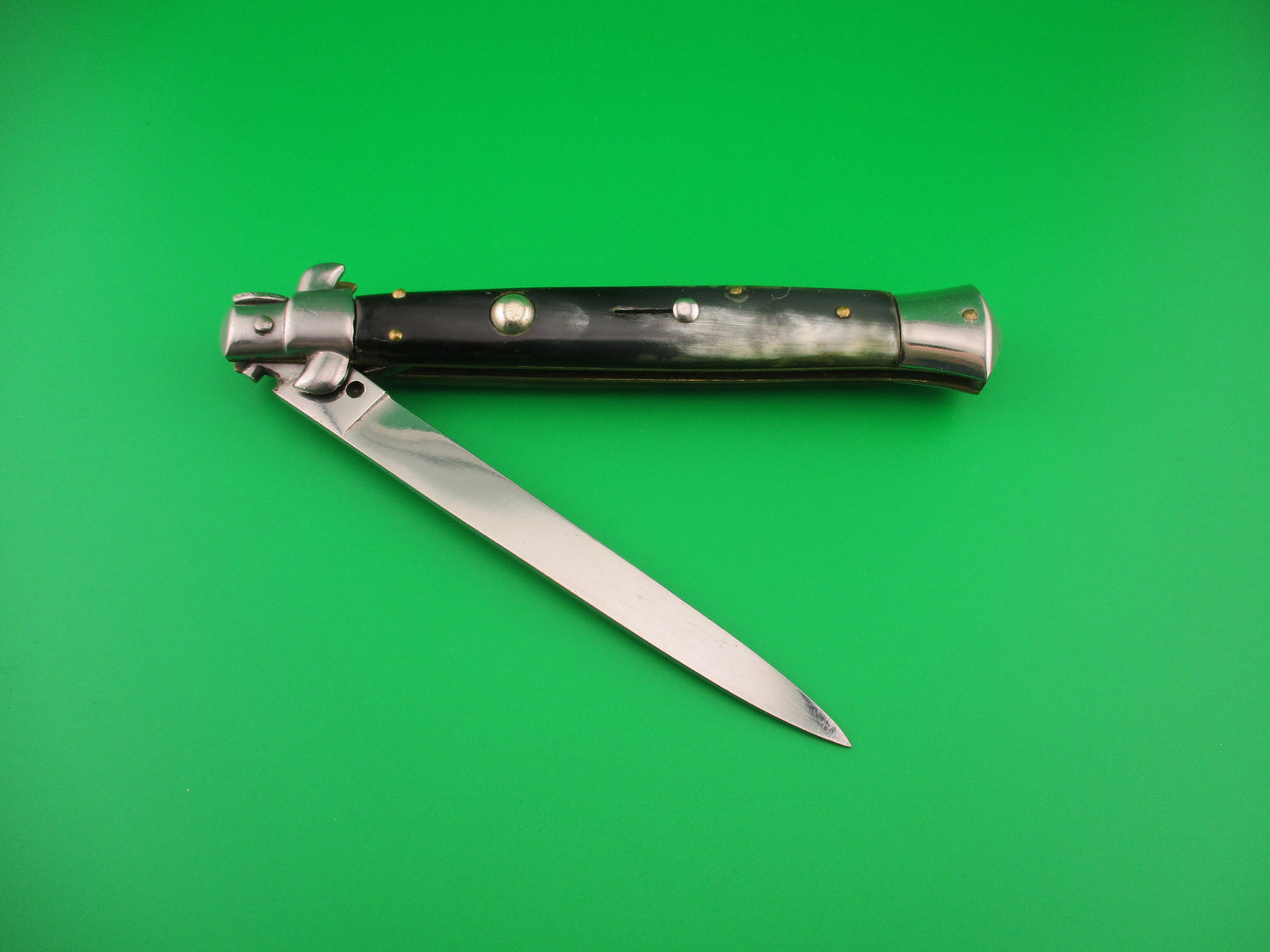 VIRGINIA INOX 28cm Italian Stiletto Swivel bolster horn vintage automatic knife