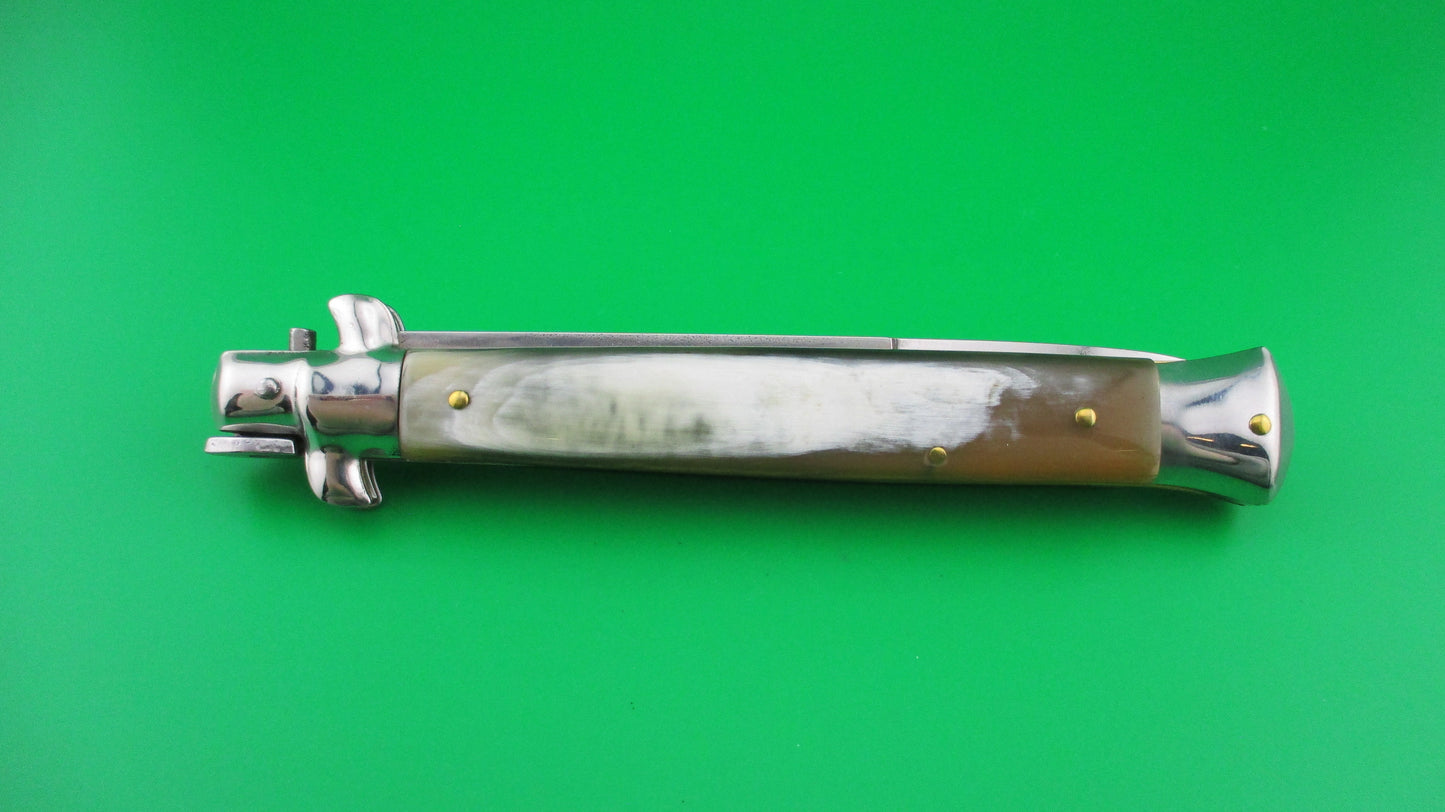 MADE IN ITALY DOLPHIN 28cm Italian Stiletto swivel bolster Honey horn automatic knife