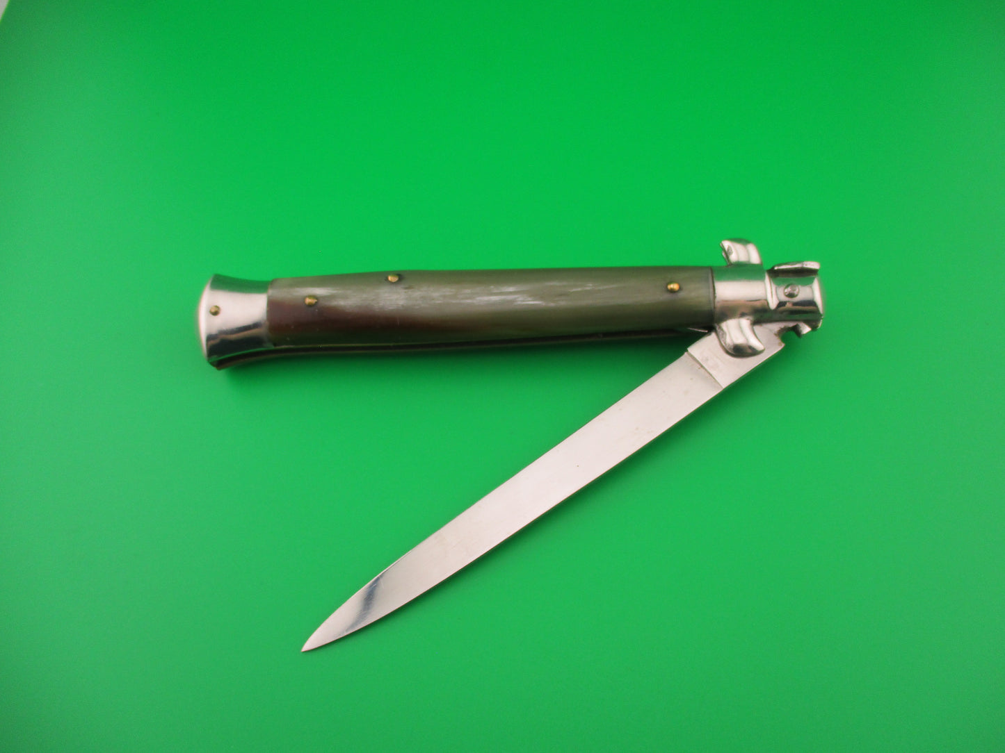 VIRGINIA INOX 28cm Italian Stiletto Swivel bolster horn vintage automatic knife