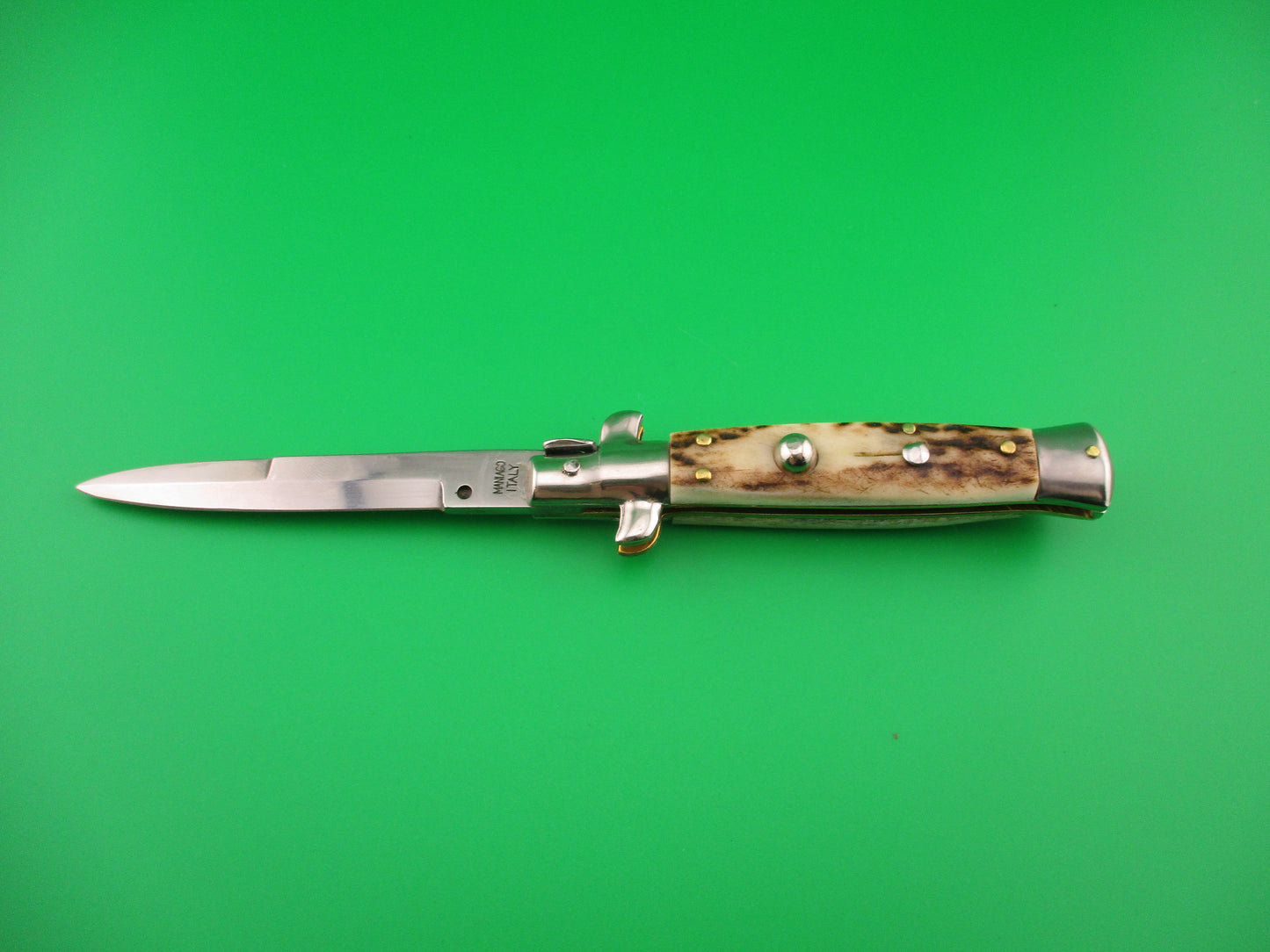 MANIAGO ITALY D.M. Dolphin 18cm Italian Picklock Stag Stiletto automatic knife