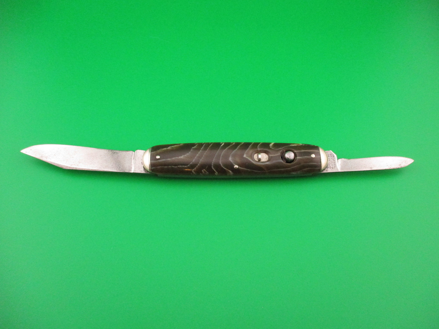 SCHRADE CUT CO Large 3 3/4" Double Coffee & Cream Tip bolster switchblade knife