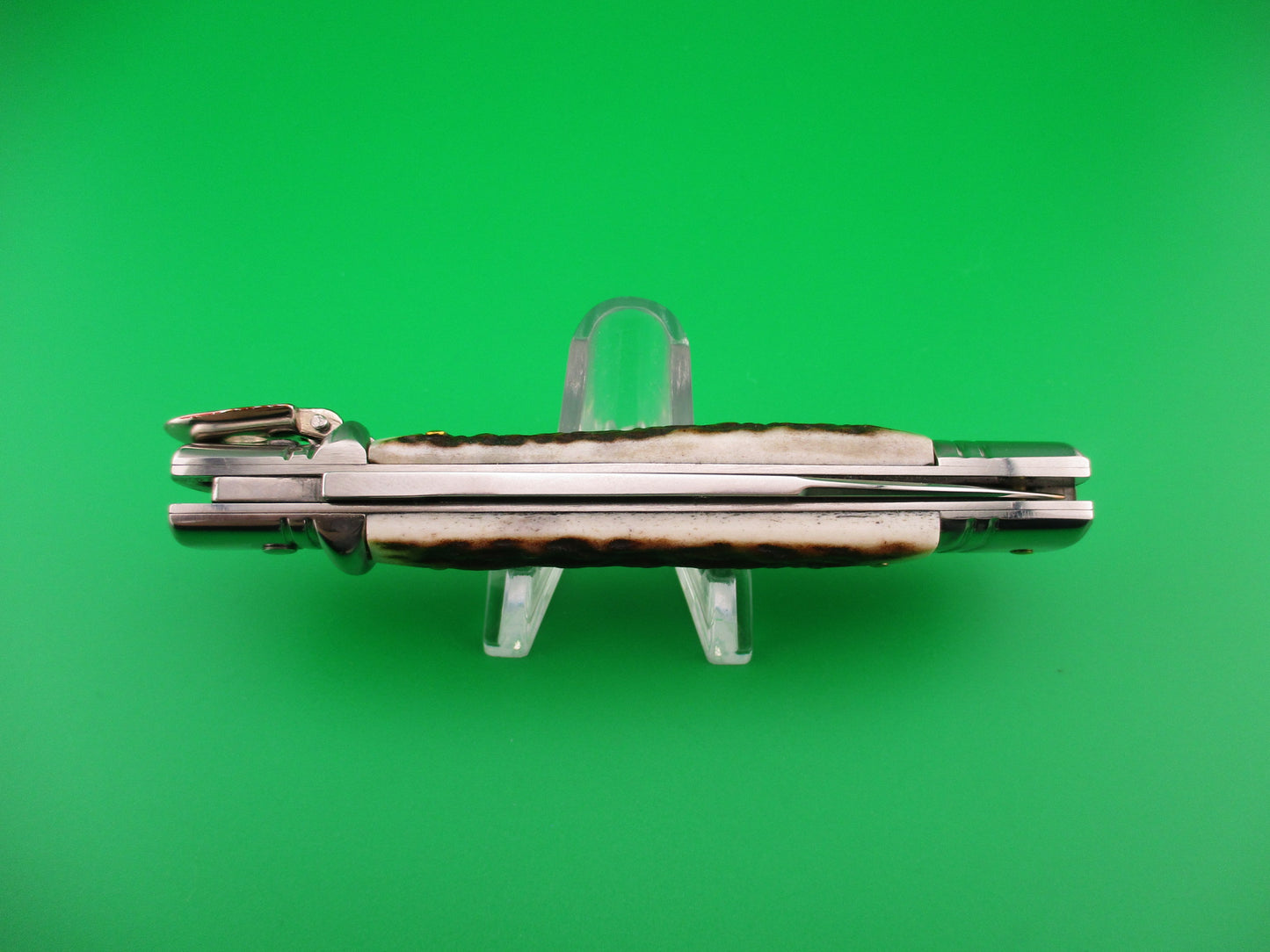 z AKC ITALY 20cm Italian Slimline Lever Stag automatic knife
