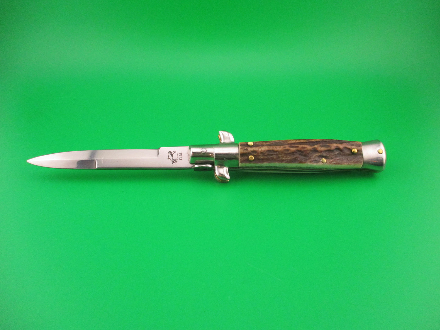 MANIAGO ITALY D.M. Dolphin 18cm Italian Picklock Stag Stiletto automatic knife