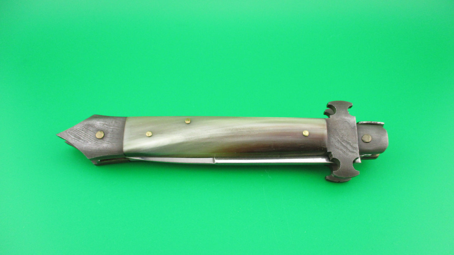 z RIALTO 2006 24cm Italian Custom Brazilian horn Damascus Bolster vintage automatic knife