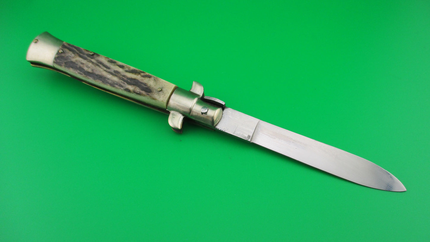 Rosa Uliana Primo ROSTFREI 20cm Italian Transitional Stag Stiletto automatic knife