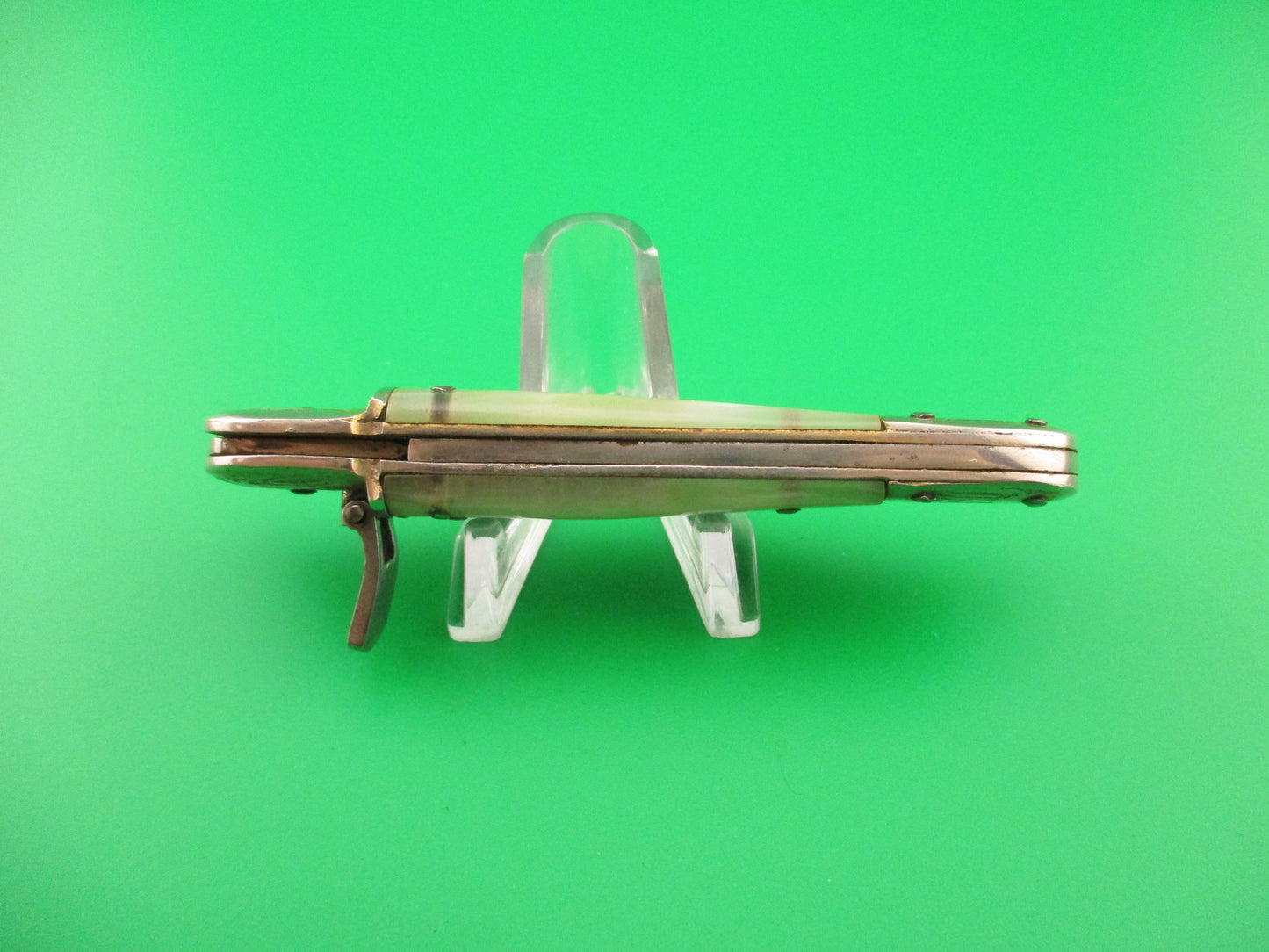 TOLEDO 17cm Spanish Vintage Pearl Lever Tourist automatic knife painted blade