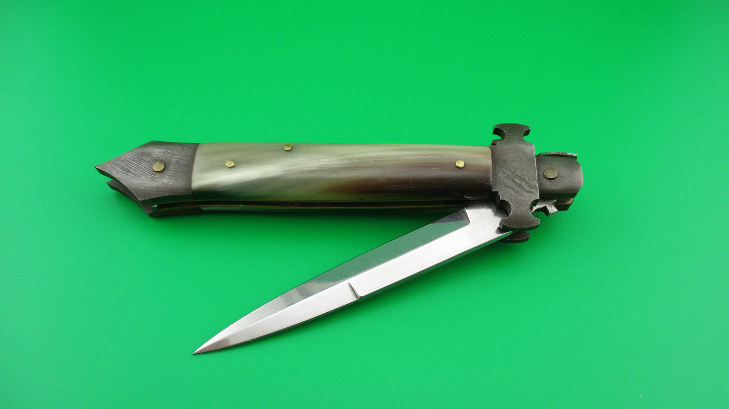 z RIALTO 2006 24cm Italian Custom Brazilian horn Damascus Bolster vintage automatic knife