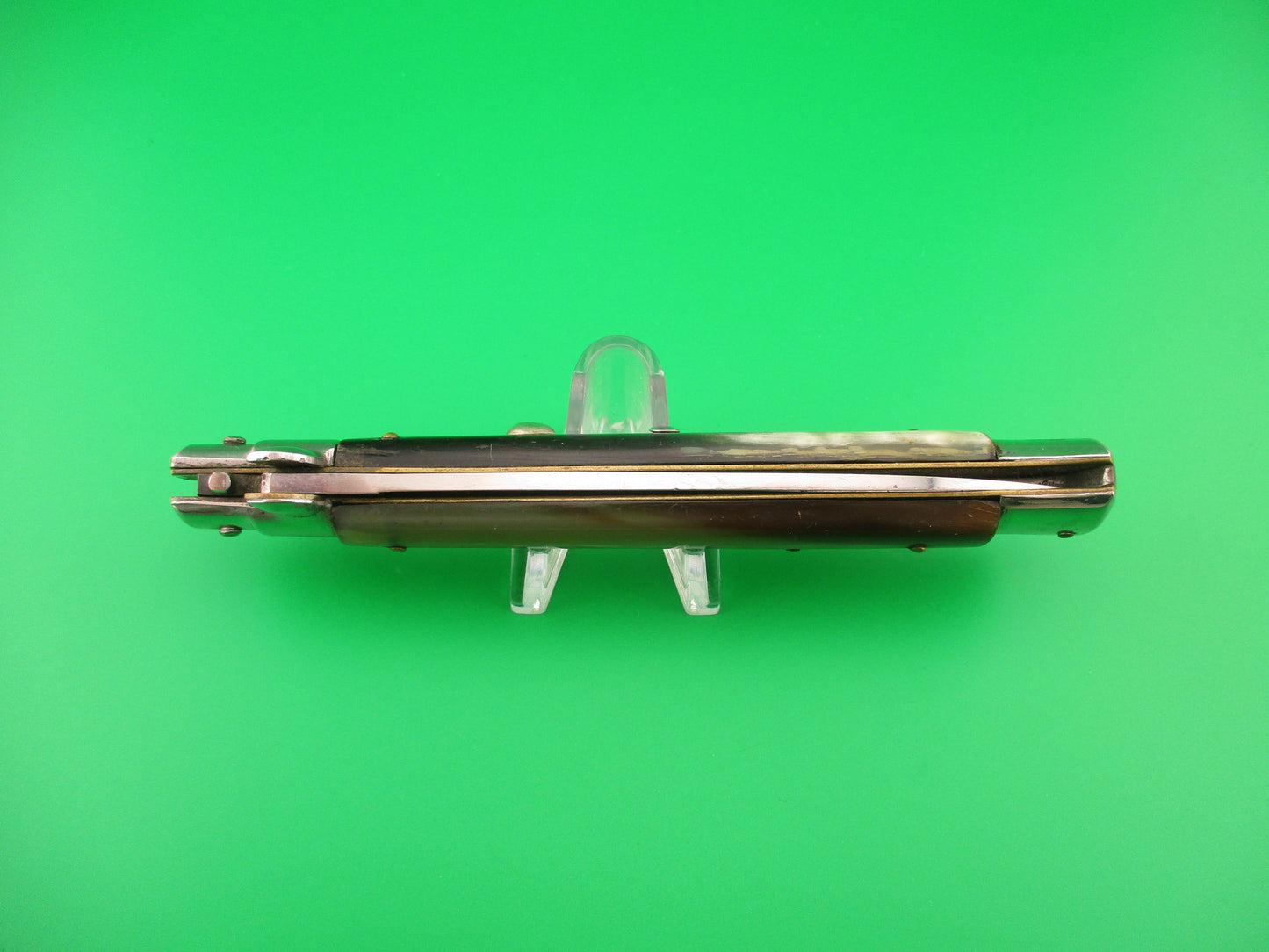 VIRGINIA INOX 28cm Italian Stiletto Swivel bolster horn vintage automatic knife