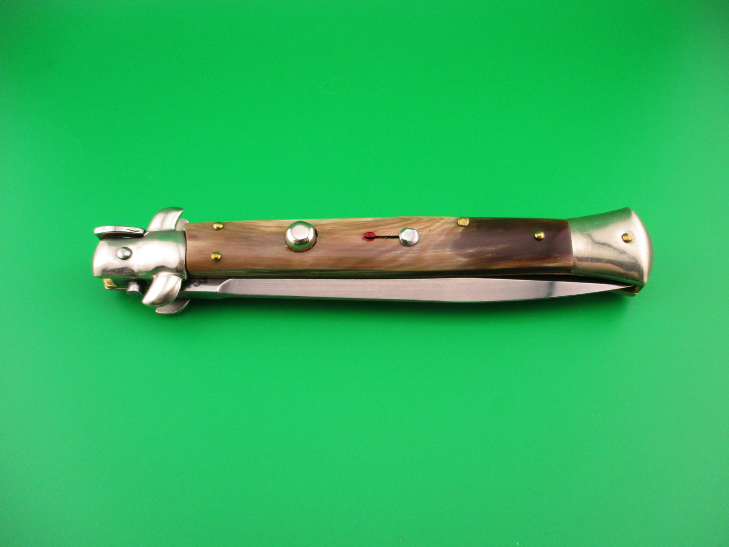 Walt's Latama Italy 28cm Italian Stiletto Brown & Tan horn Dagger blade automatic knife
