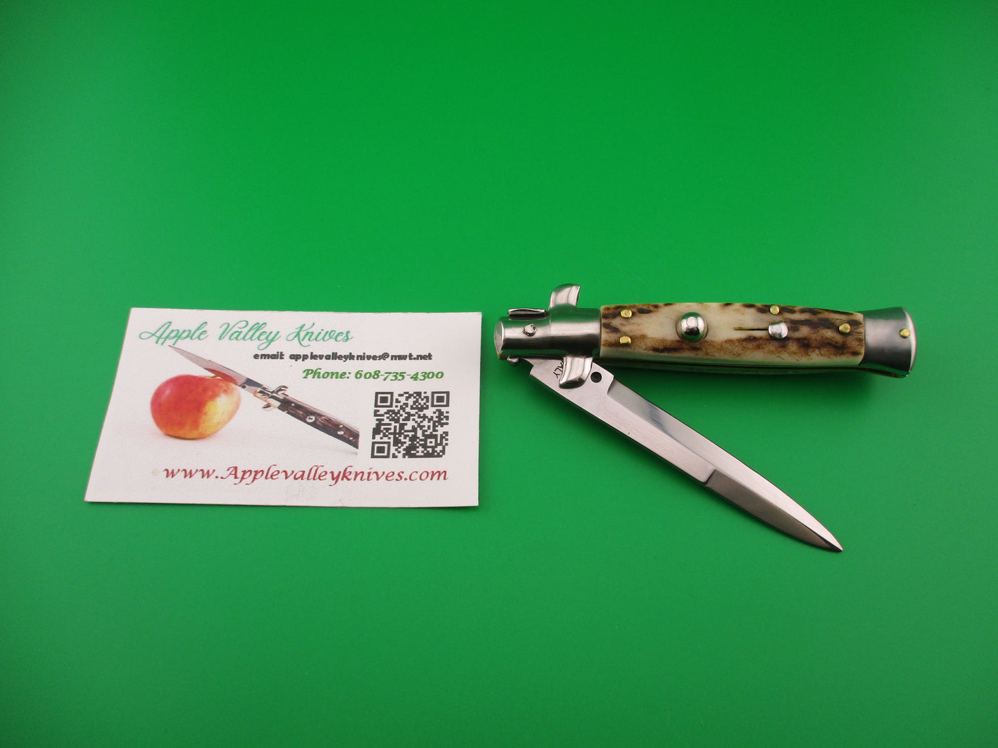 MANIAGO ITALY D.M. Dolphin 18cm Italian Picklock Stag Stiletto automatic knife