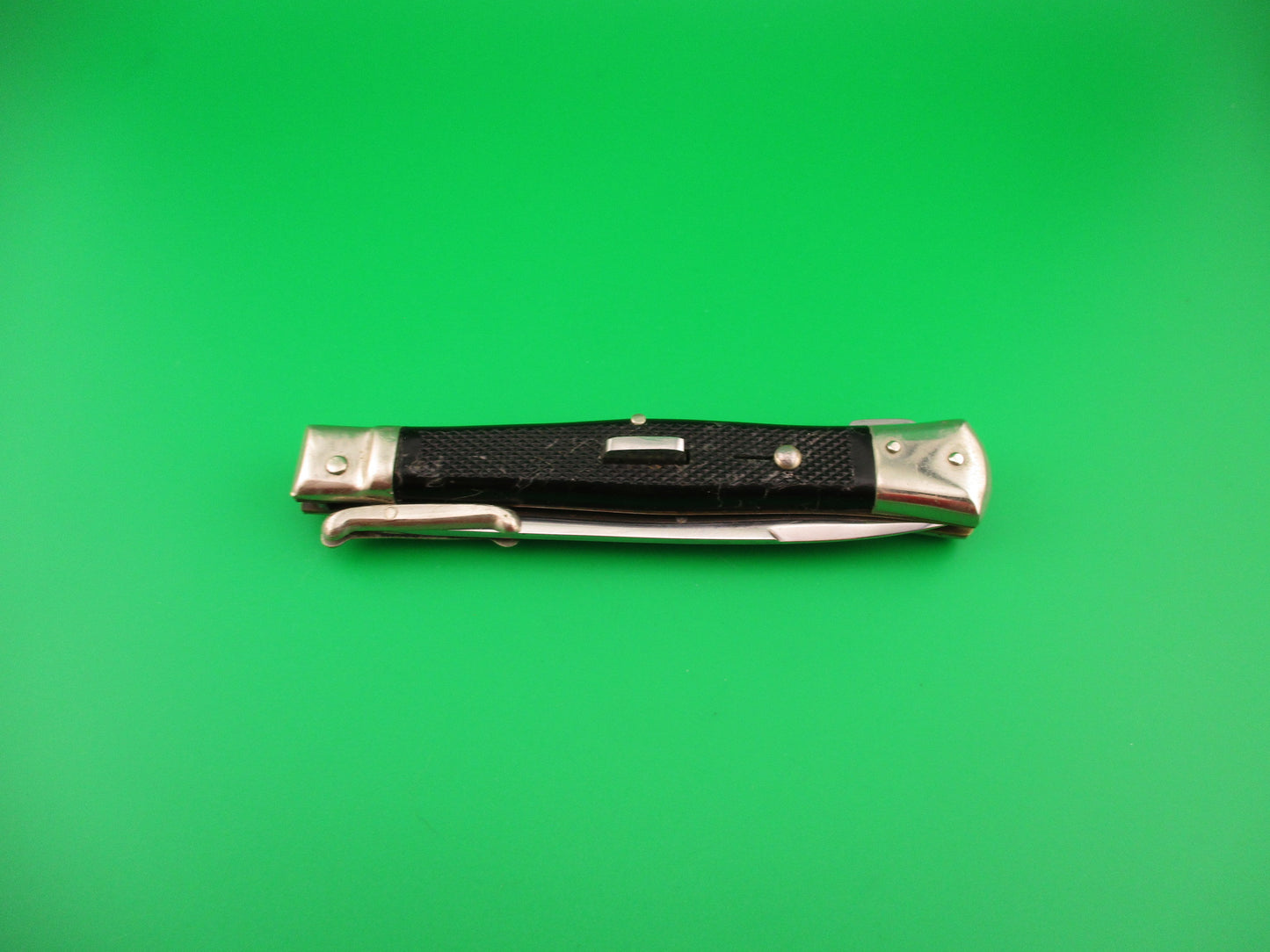 z BEGON INOX MODELE DEPOSE 24cm French Swing Guard Black checkered automatic knife