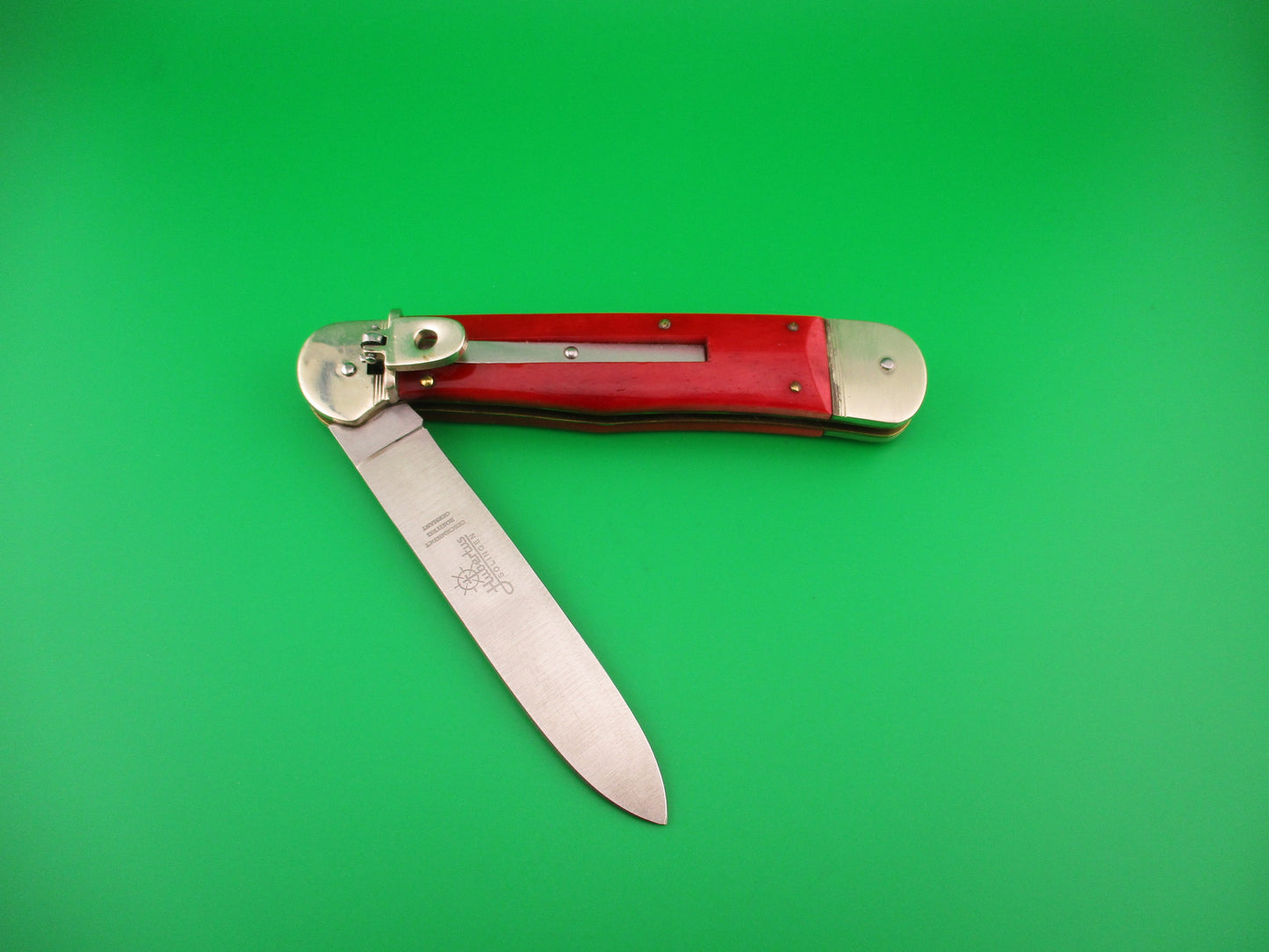 Big Red Hubertus 13cm (closed) German Lever lock Red bone Automatic knife