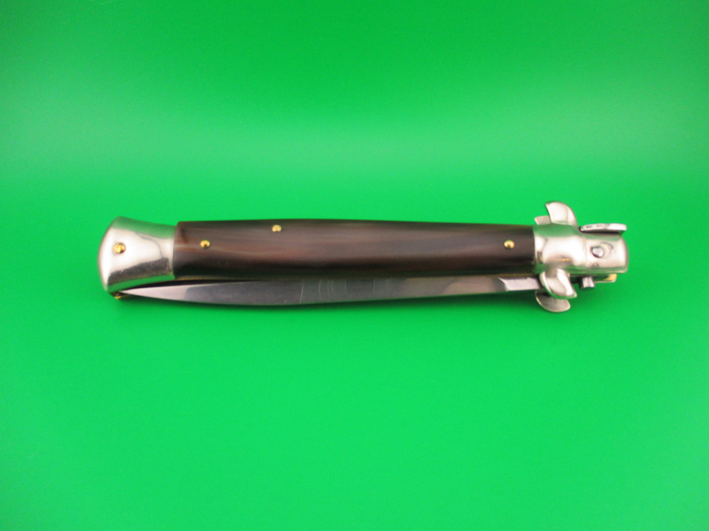 Walt's Latama Italy 28cm Italian Stiletto Brown & Tan horn Dagger blade automatic knife