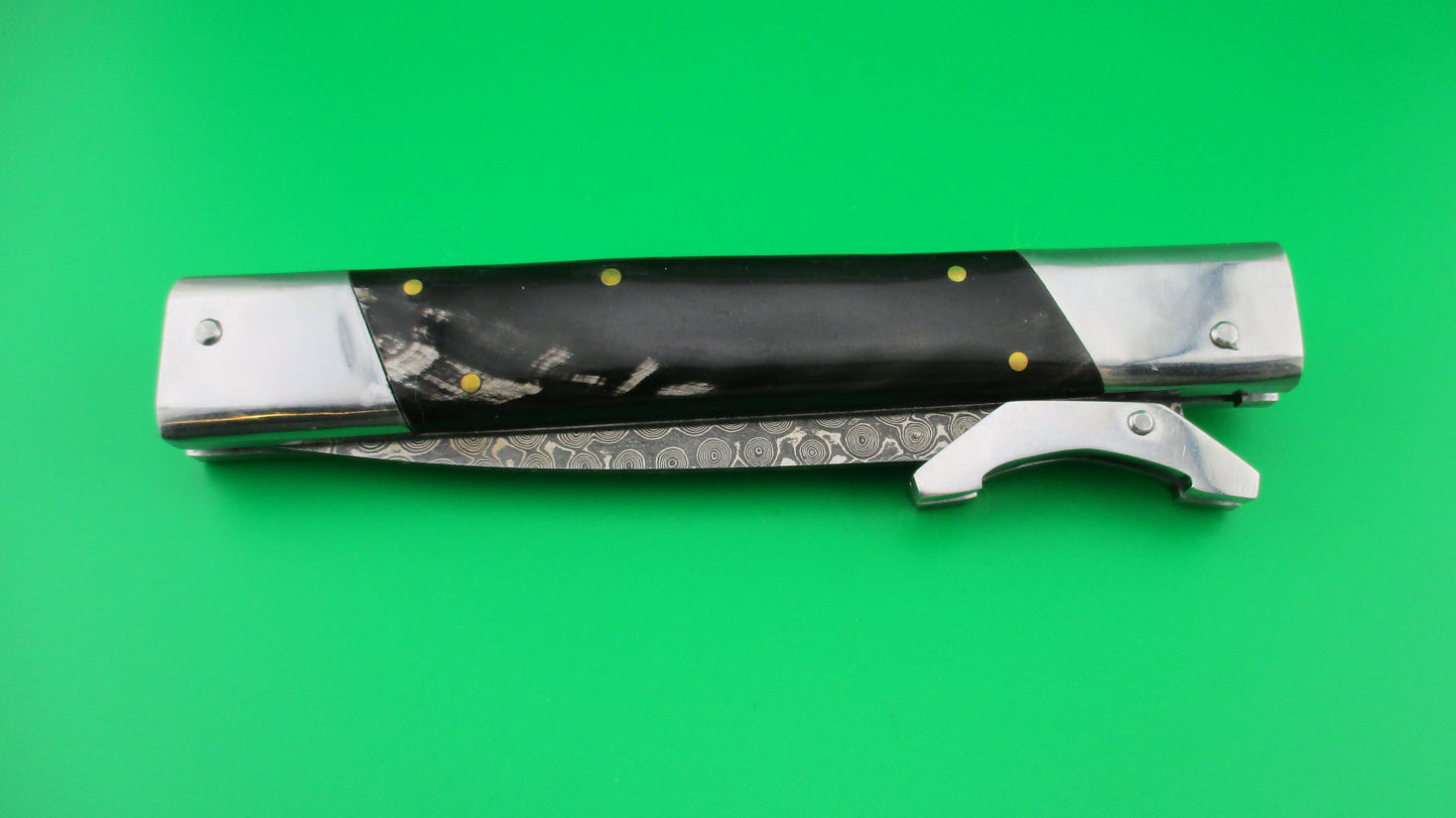 z Custom 29cm Horn & Damascus Dagger Swing guard switchblade knife by Samir Ahmad