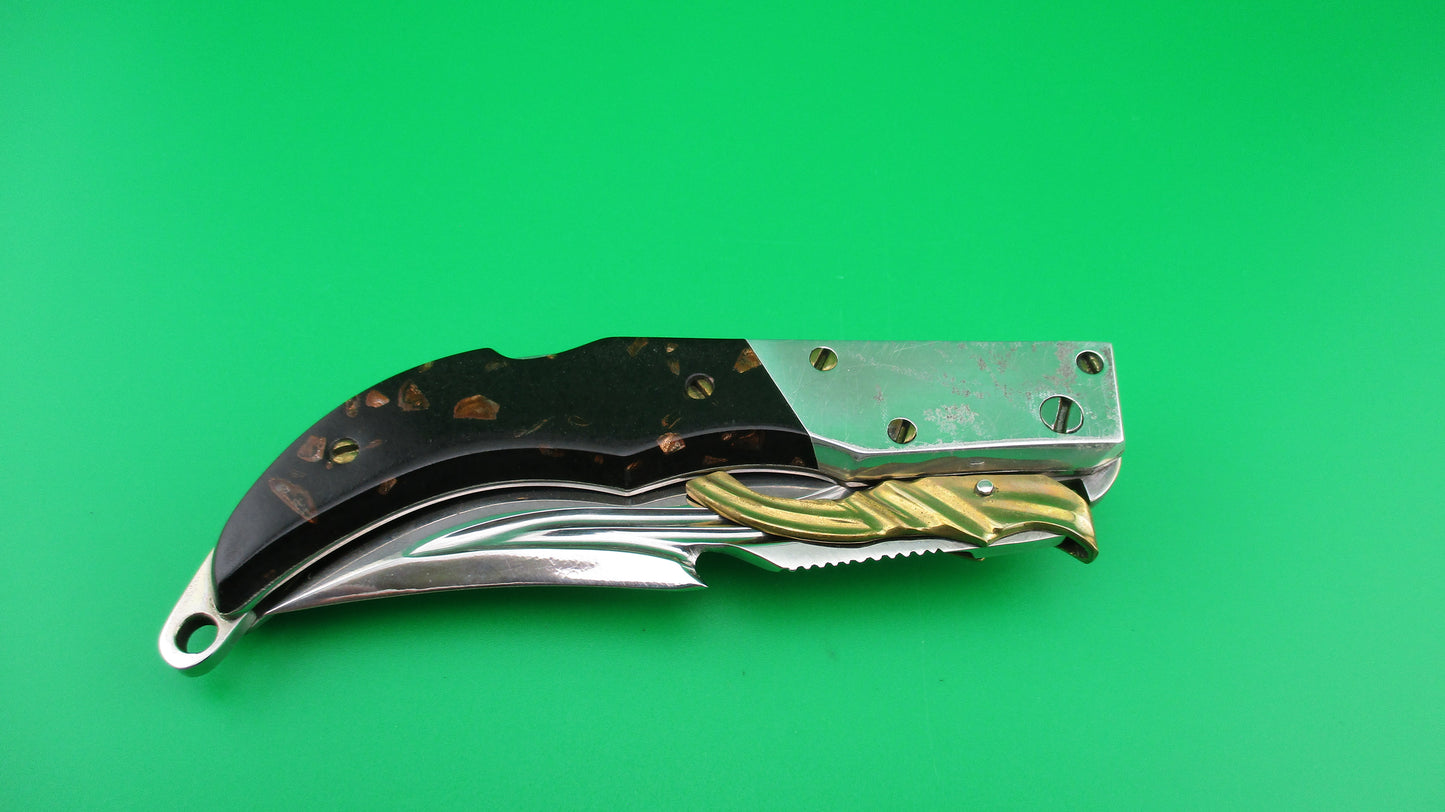 Exceptional RPK 20cm Russian Prison Knife Curved Blade Lever Swing Guard switchblade