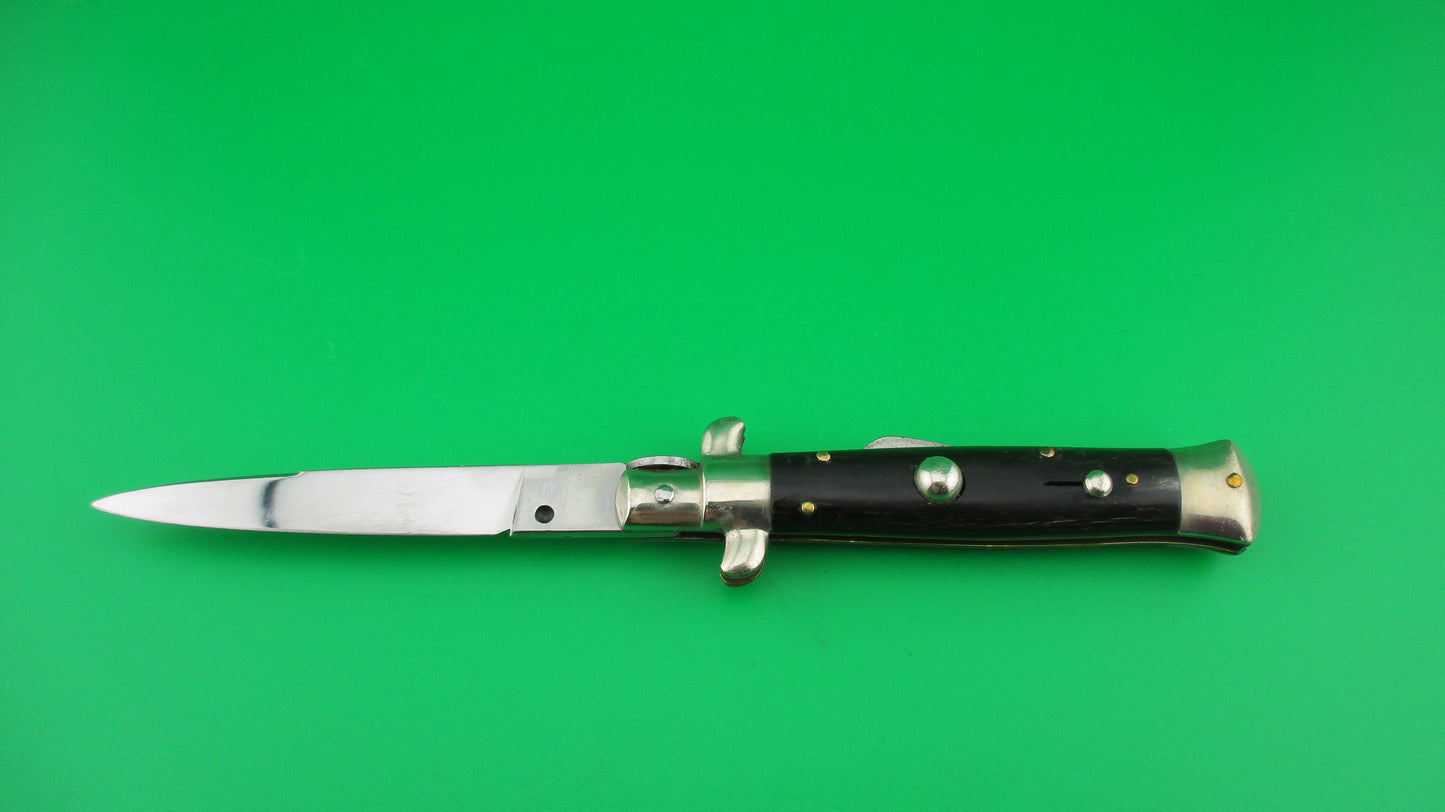 PATENT 18cm Italian Humpback Dark horn automatic knife