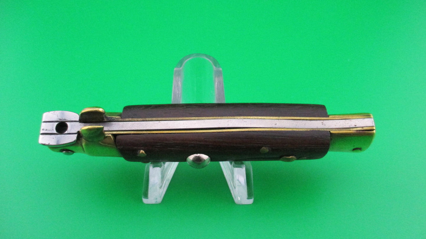 Z B Rostfrei 18cm Italian Stiletto Wood Brass swivel bolster switchblade knife