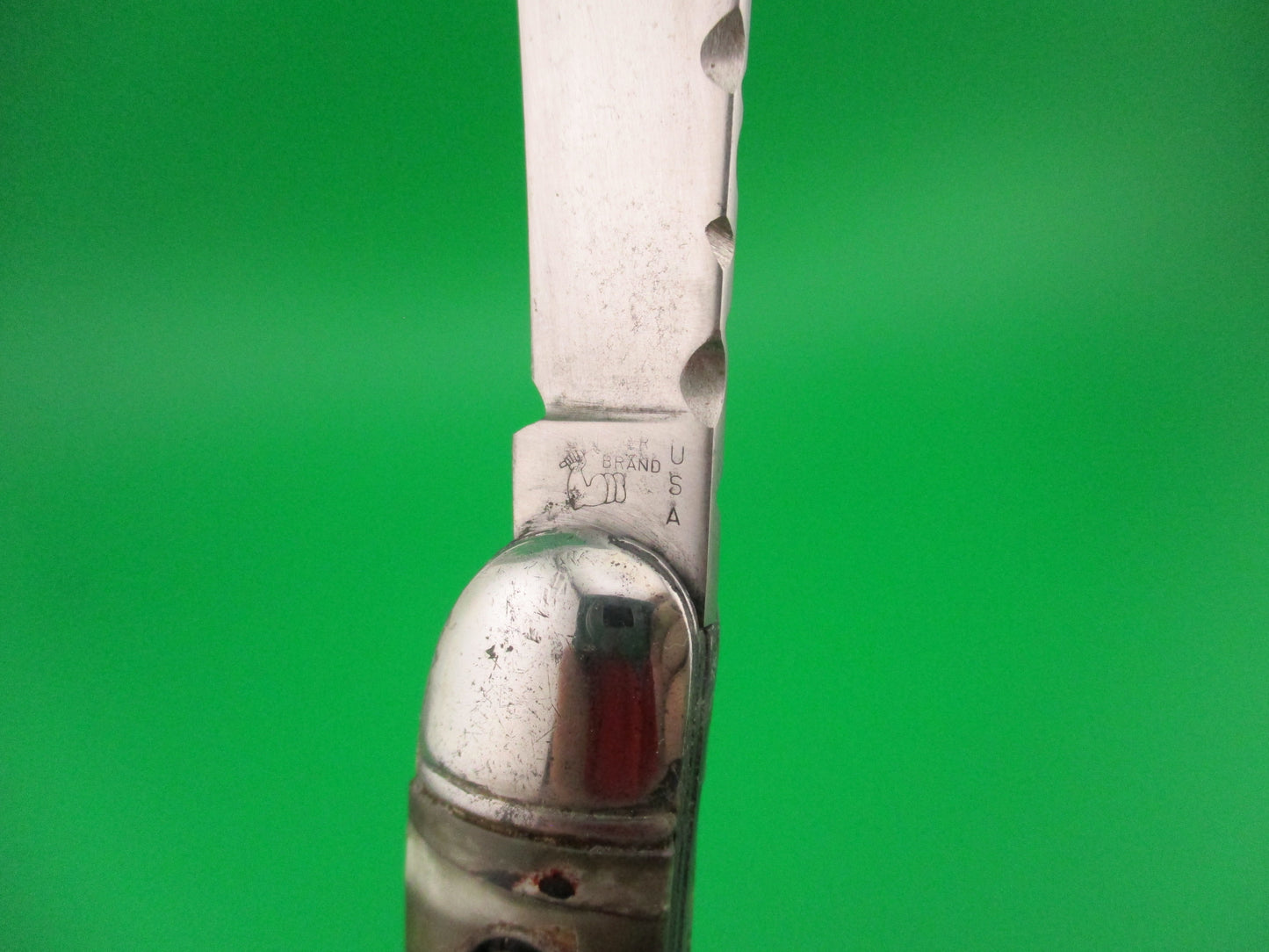 Hammer Brand Imperial Toothpick Green Pearl & Red 1950s vintage switchblade