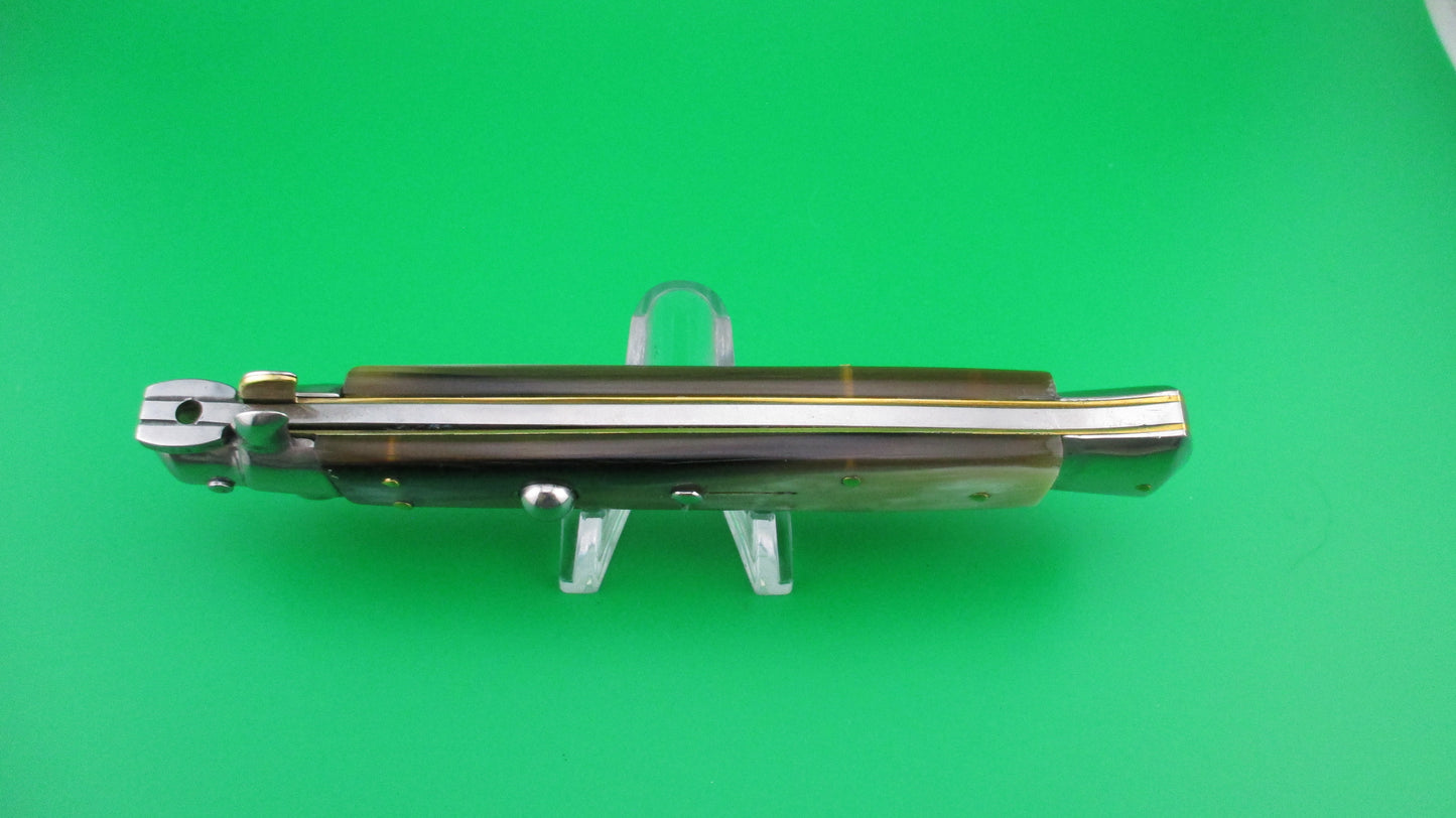 MADE IN ITALY DOLPHIN 28cm Italian Stiletto swivel bolster Honey horn automatic knife