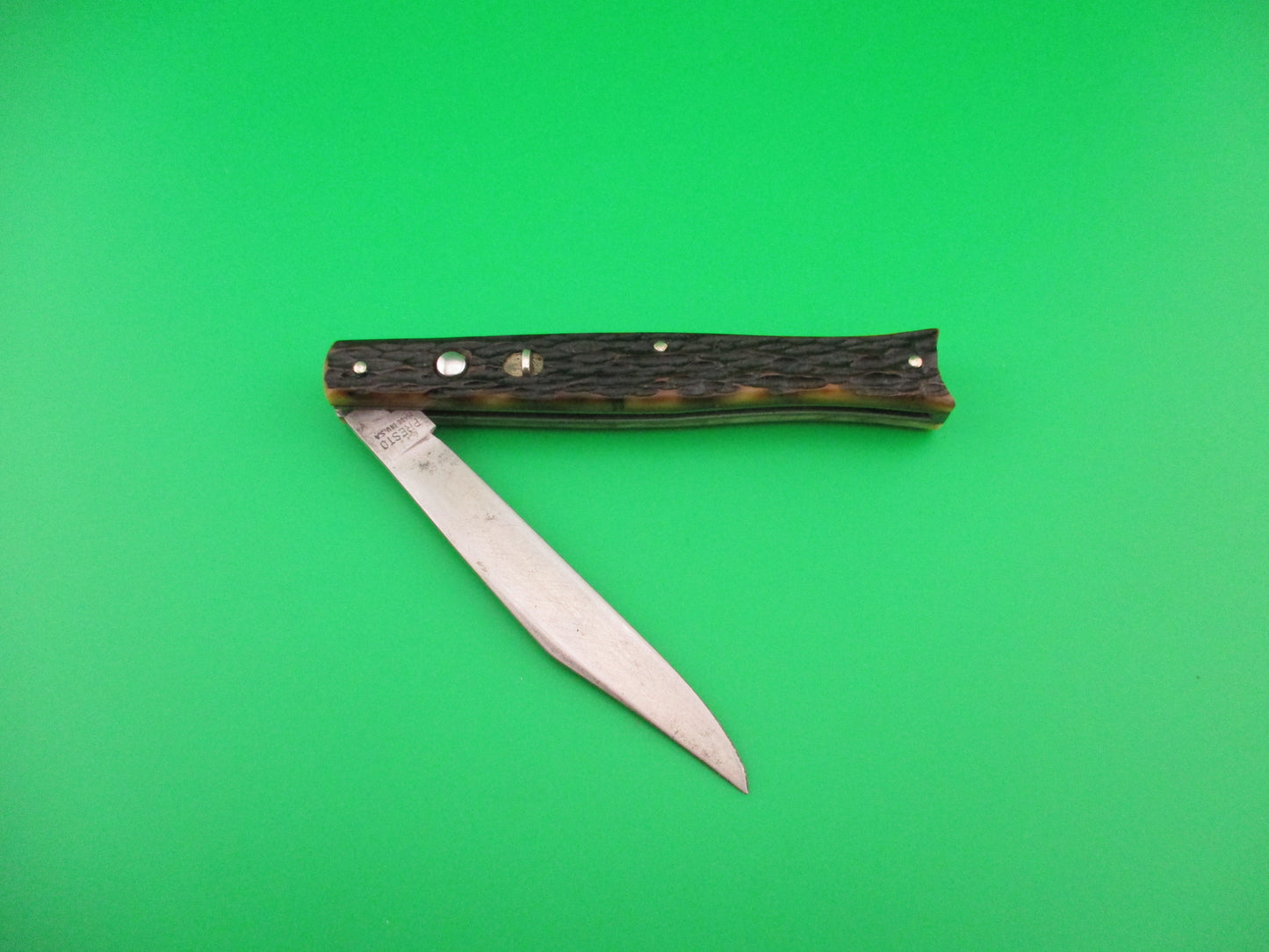 PRESTO #6000S Fishtail Jigged Bone scales Vintage switchblade knife