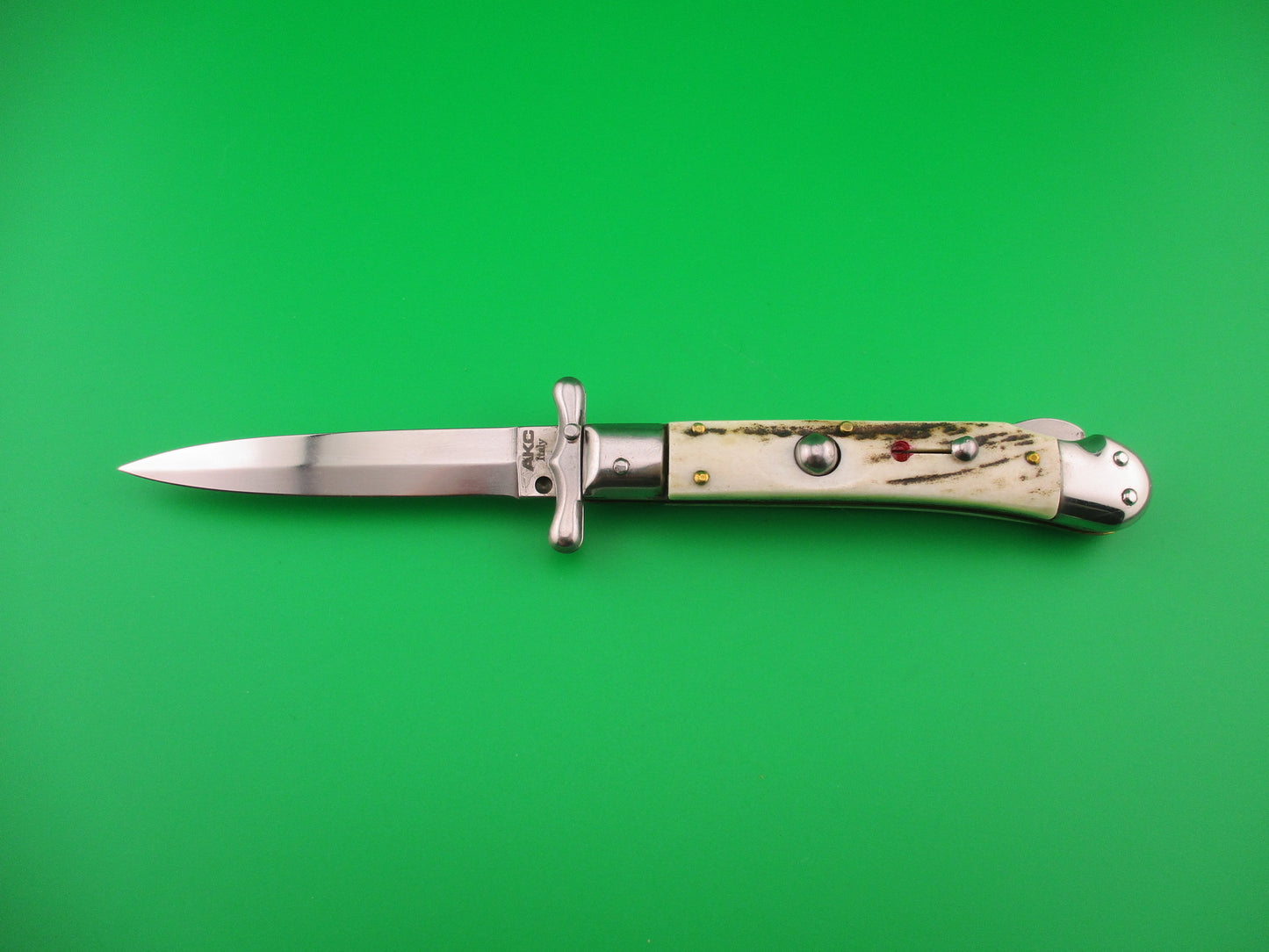 z AKC ITALY 19cm Italian MEDICI Stag Swing Guard Dagger Red Dot automatic knife