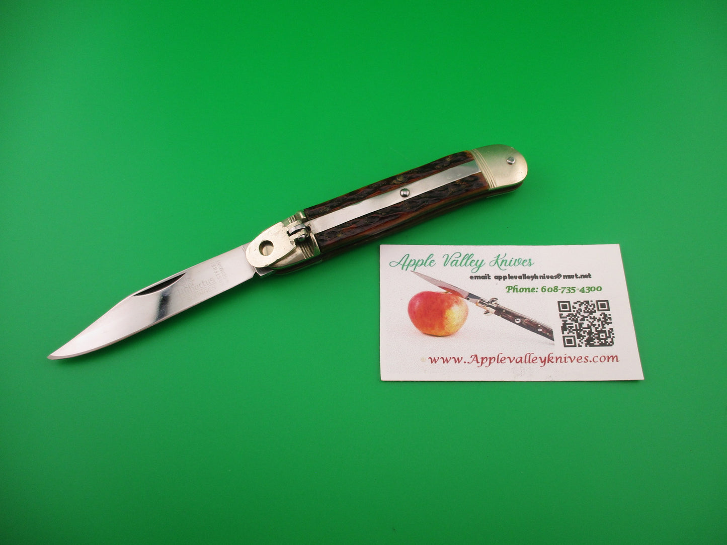 HUBERTUS SOLINGEN 10cm German Lever Jigged bone West Germany automatic knife