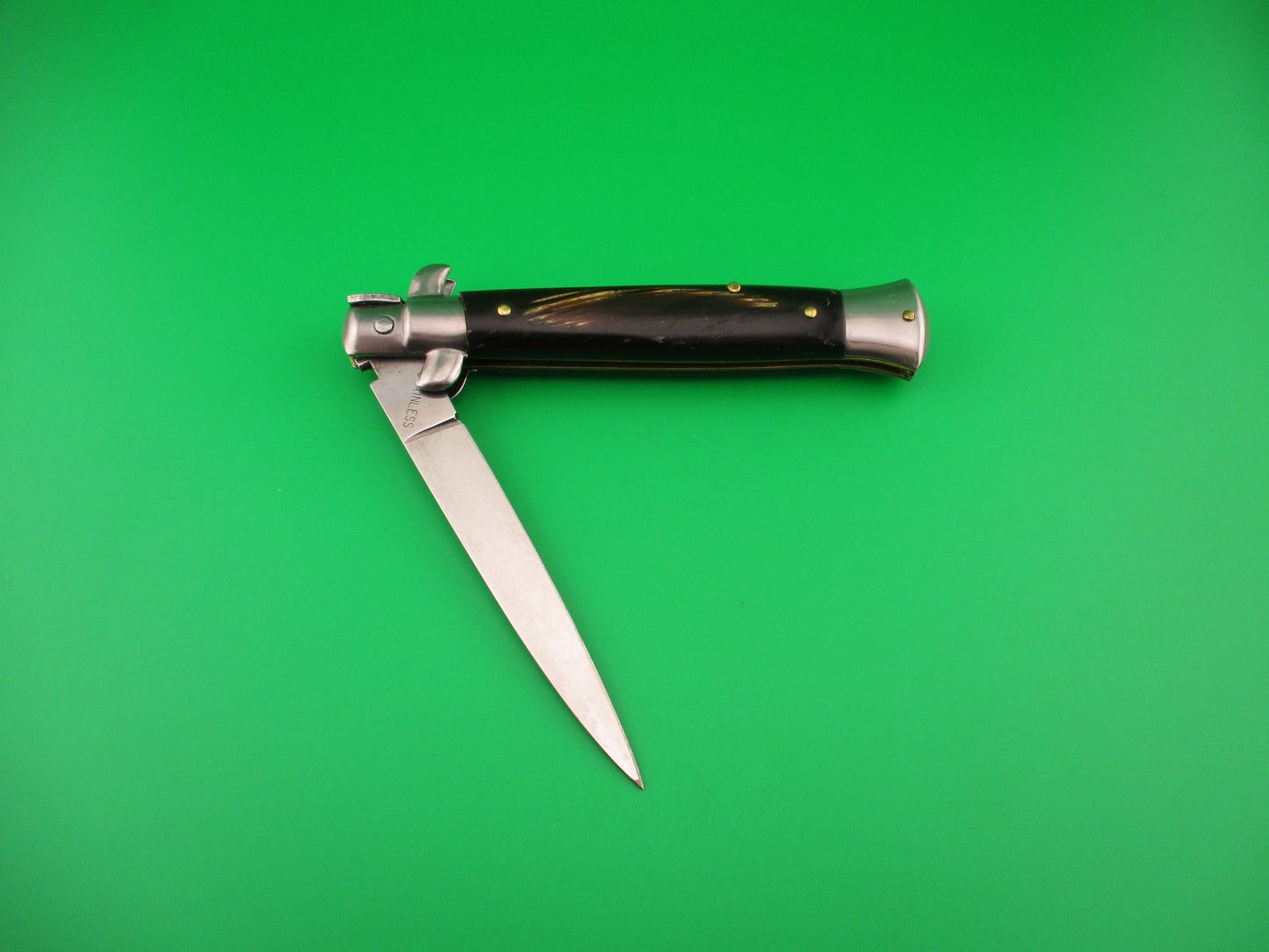 STAINLESS (slant) UD96A000103 PATENT 23cm Italian Stiletto bolster release switchblade