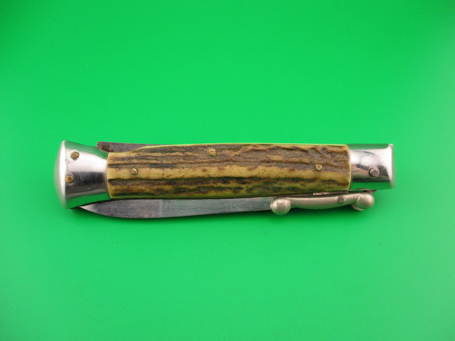 ROSTFREI (slant) 19cm Italian Swing guard Stag vintage lockback automatic knife