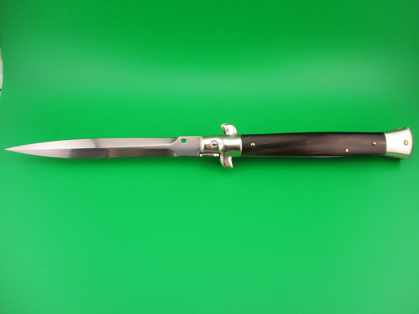 Walt's Latama Italy 28cm Italian Stiletto Brown & Tan horn Dagger blade automatic knife
