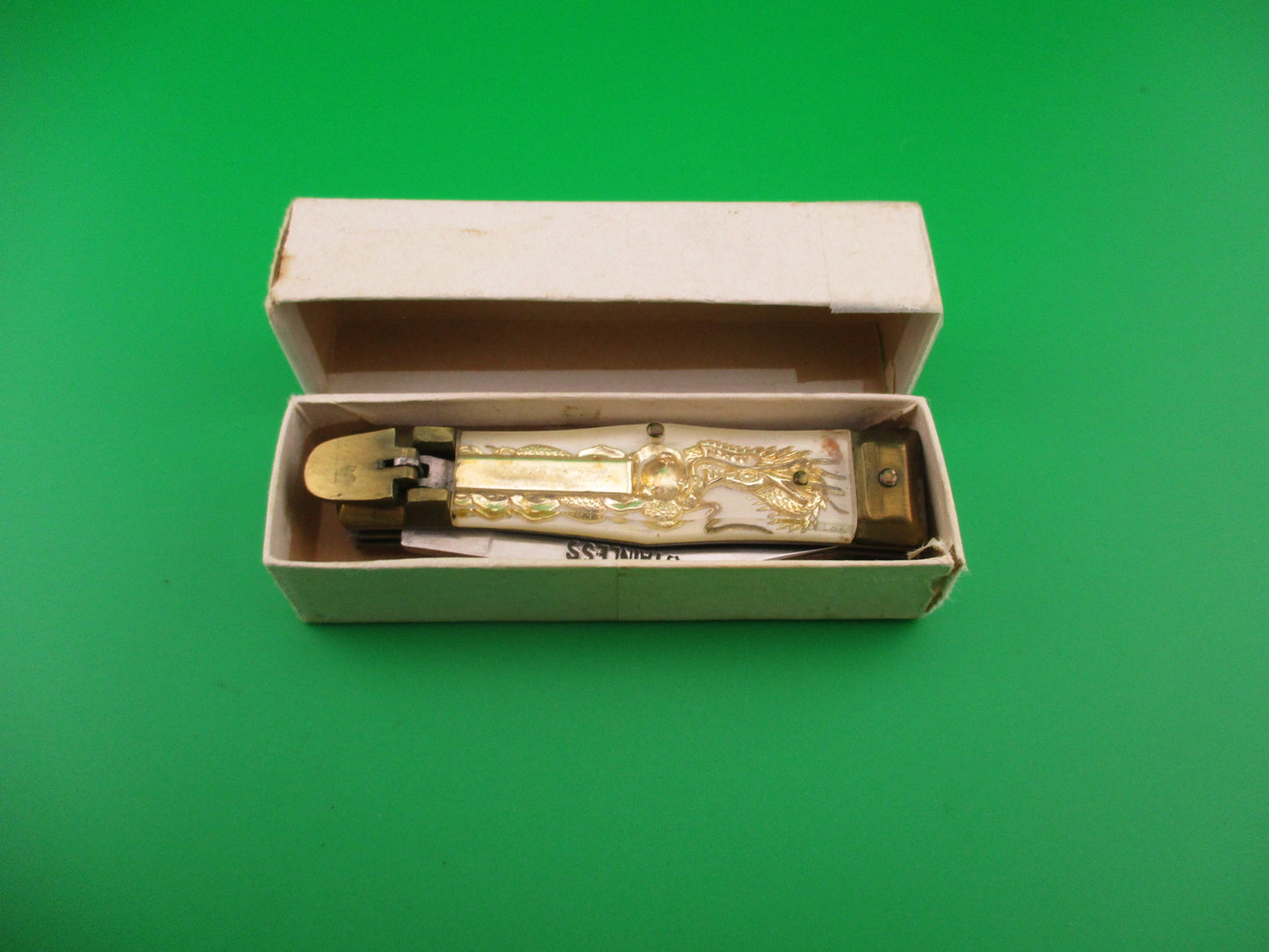 OMOR JAPAN 14cm Japanese Lever Bullfighter RARE 2 blade vintage automatic knife NIB