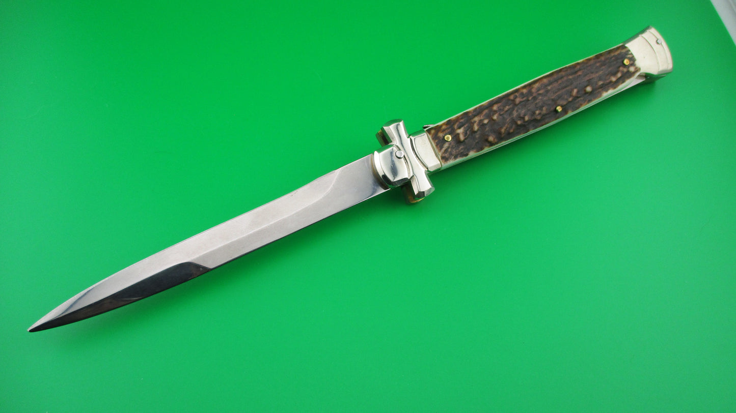 z AGA CAMPOLIN 28cm Italian Maltese Stag crossguard automatic knife