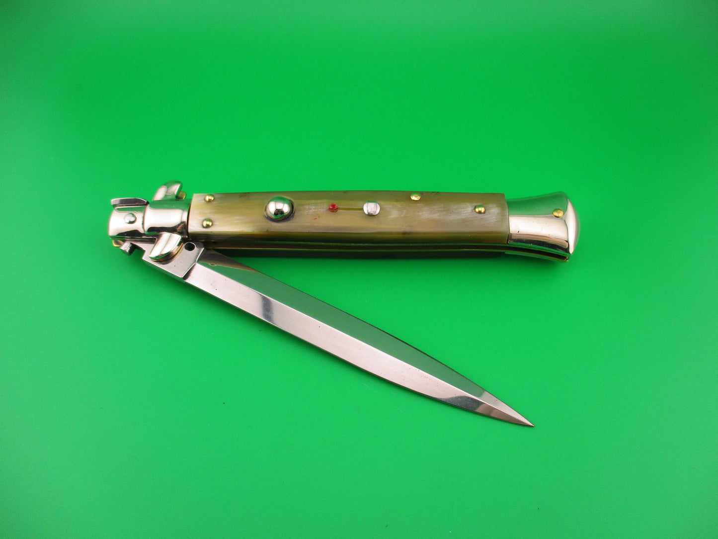 FRANK B ITALY 28cm Italian Picklock Stiletto Dagger Horn Red dot automatic knife